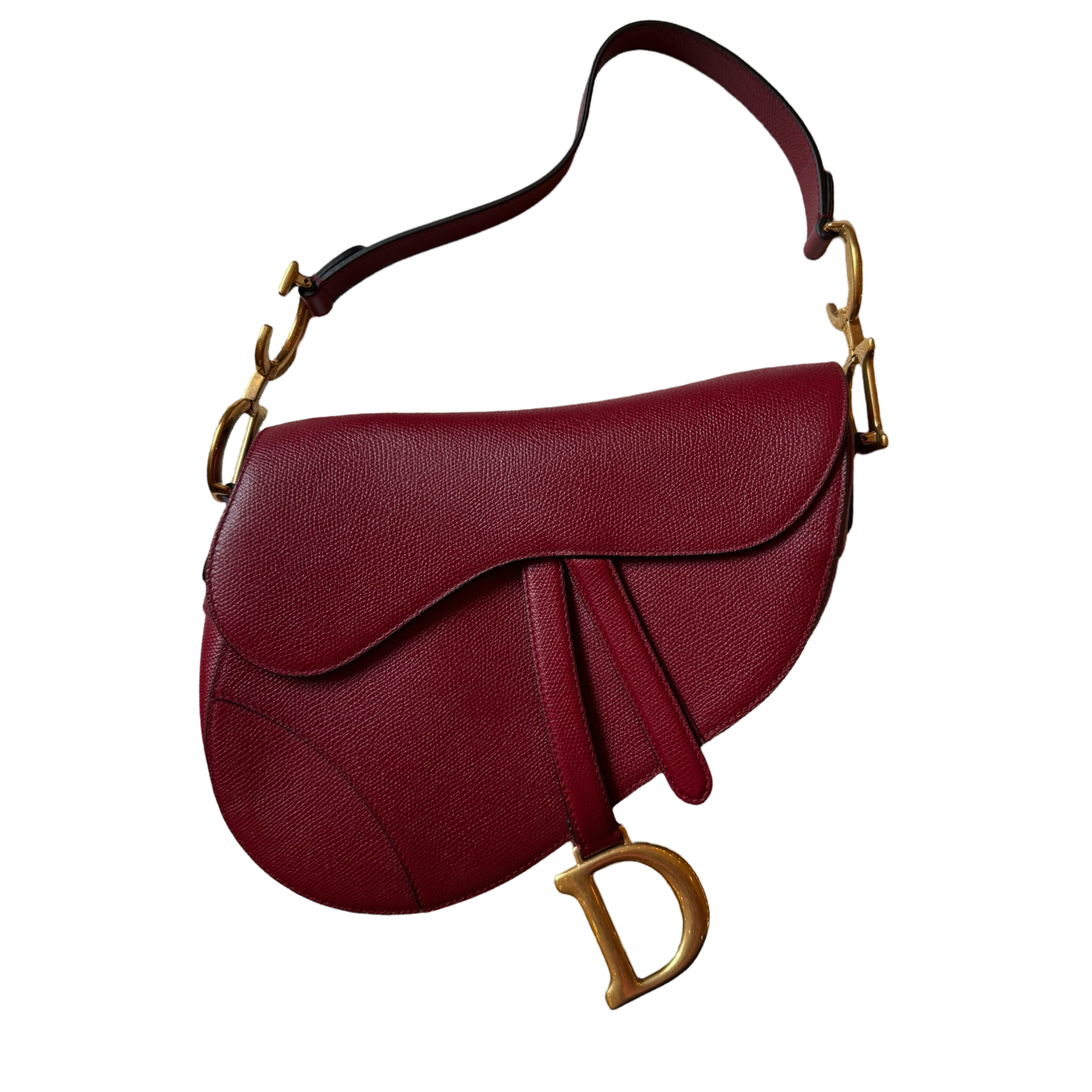 Christian Dior authentic red grained Leather Saddle Bag new 2019