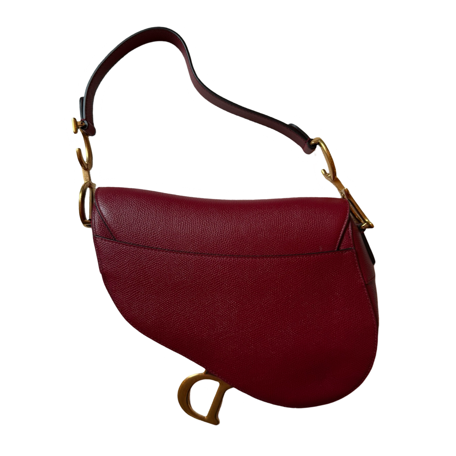 Christian Dior Leather Saddle Bag Red authentic new saddle gold hardware