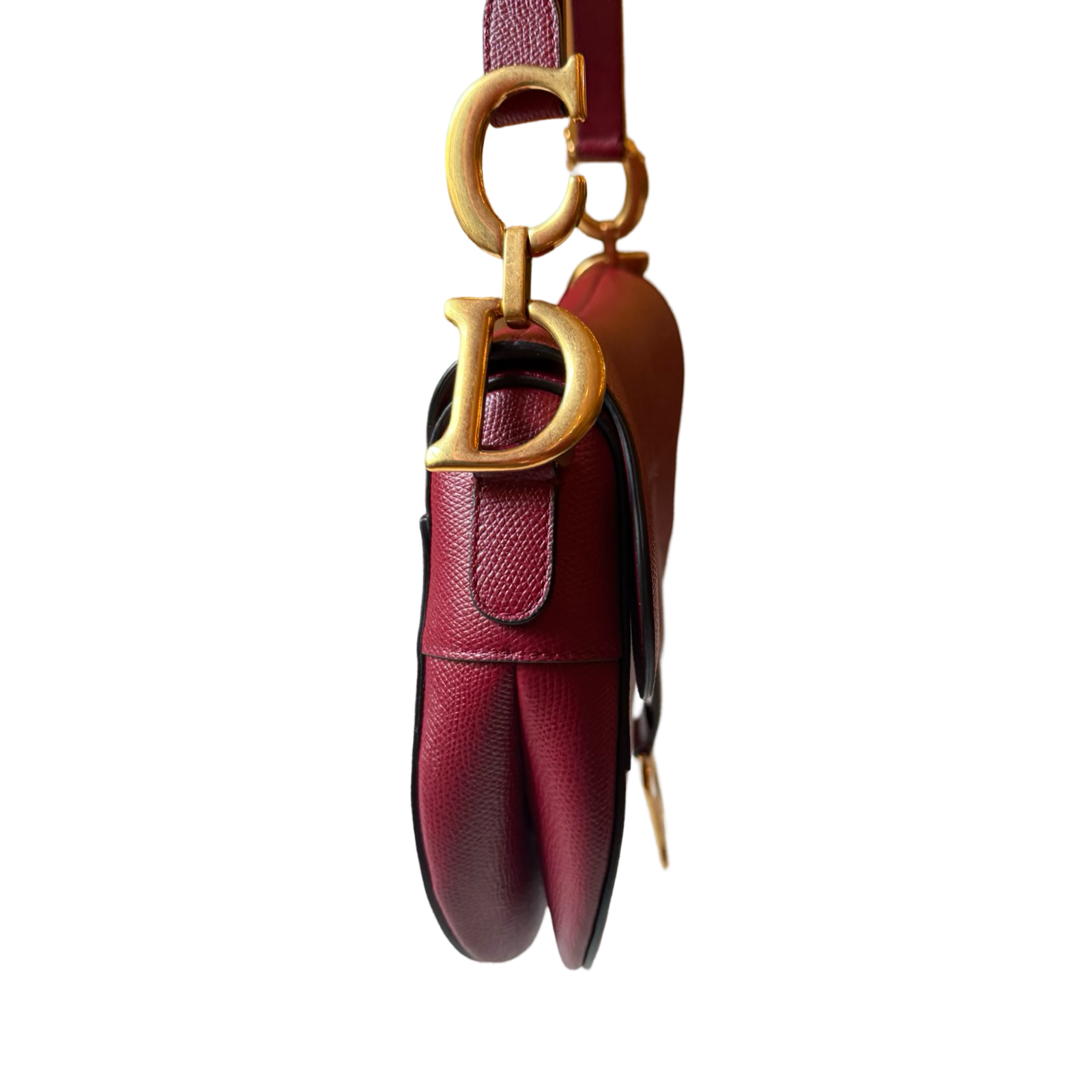 Dior new authentic saddle bag red pebble leather gold hardware