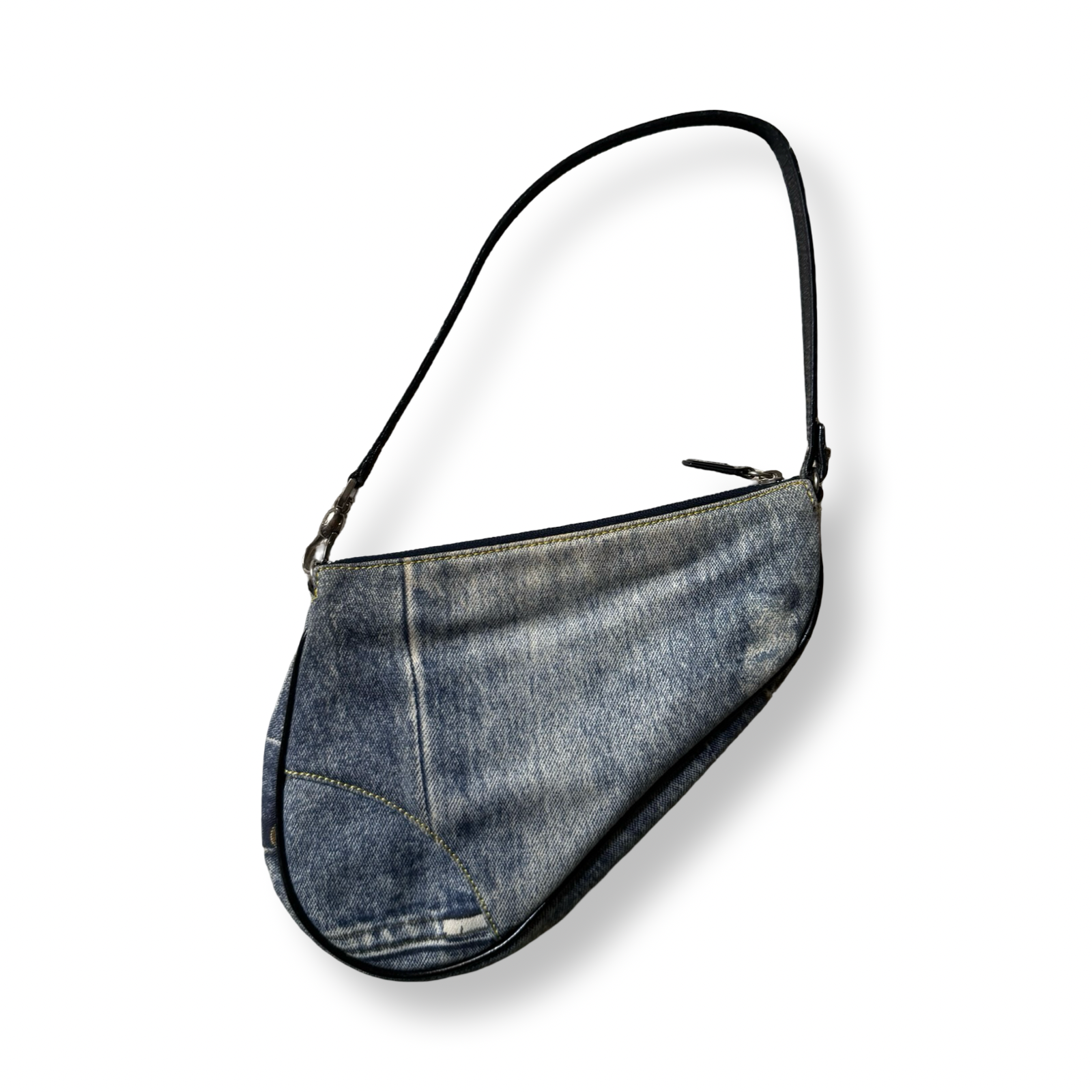 Dior Vintage Denim Print Saddle Pochette