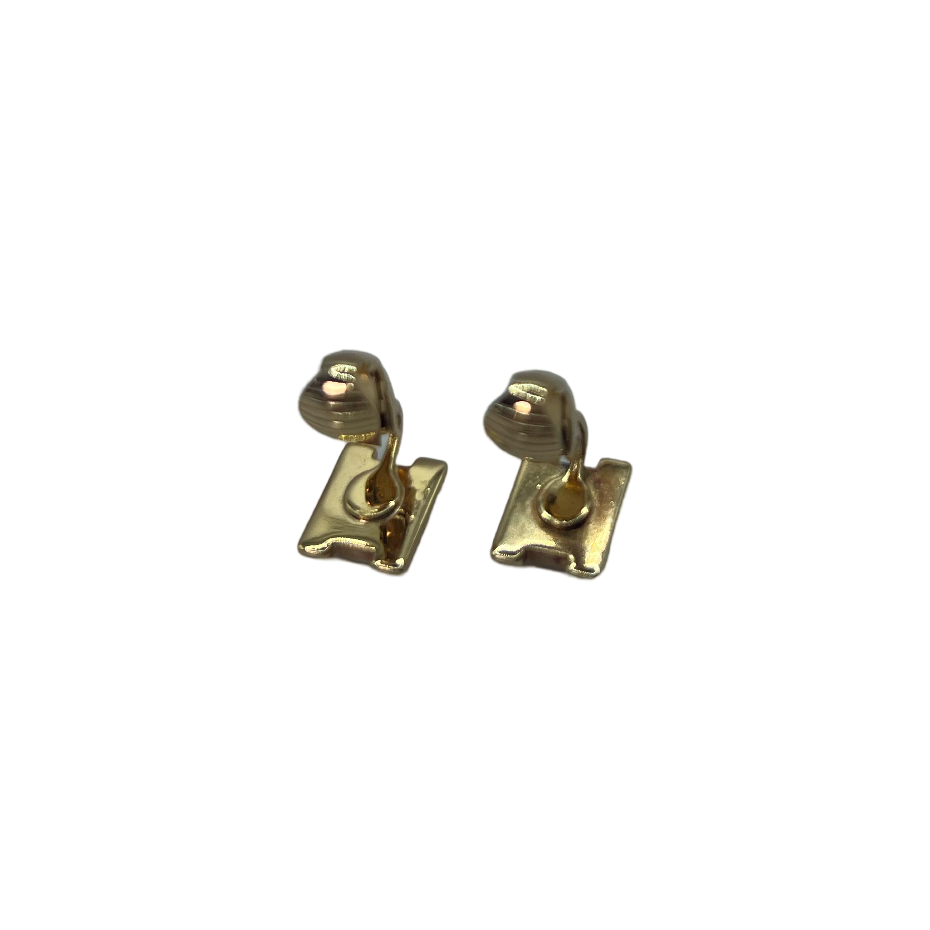 Notch Linear Design Vintage Earrings Gold Dior