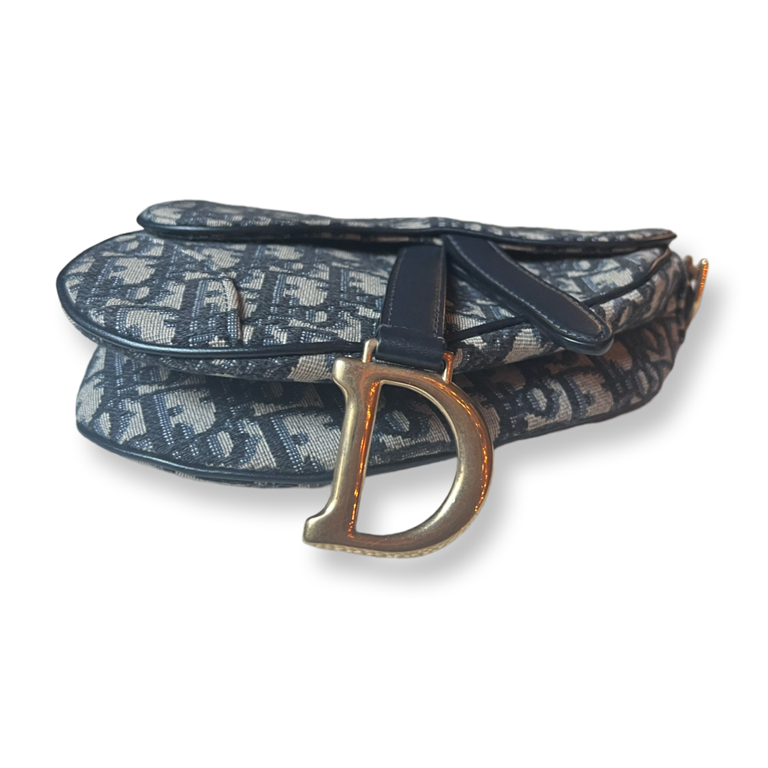 Mini Saddle Bag Christian Dior Blue Trotter Authentic