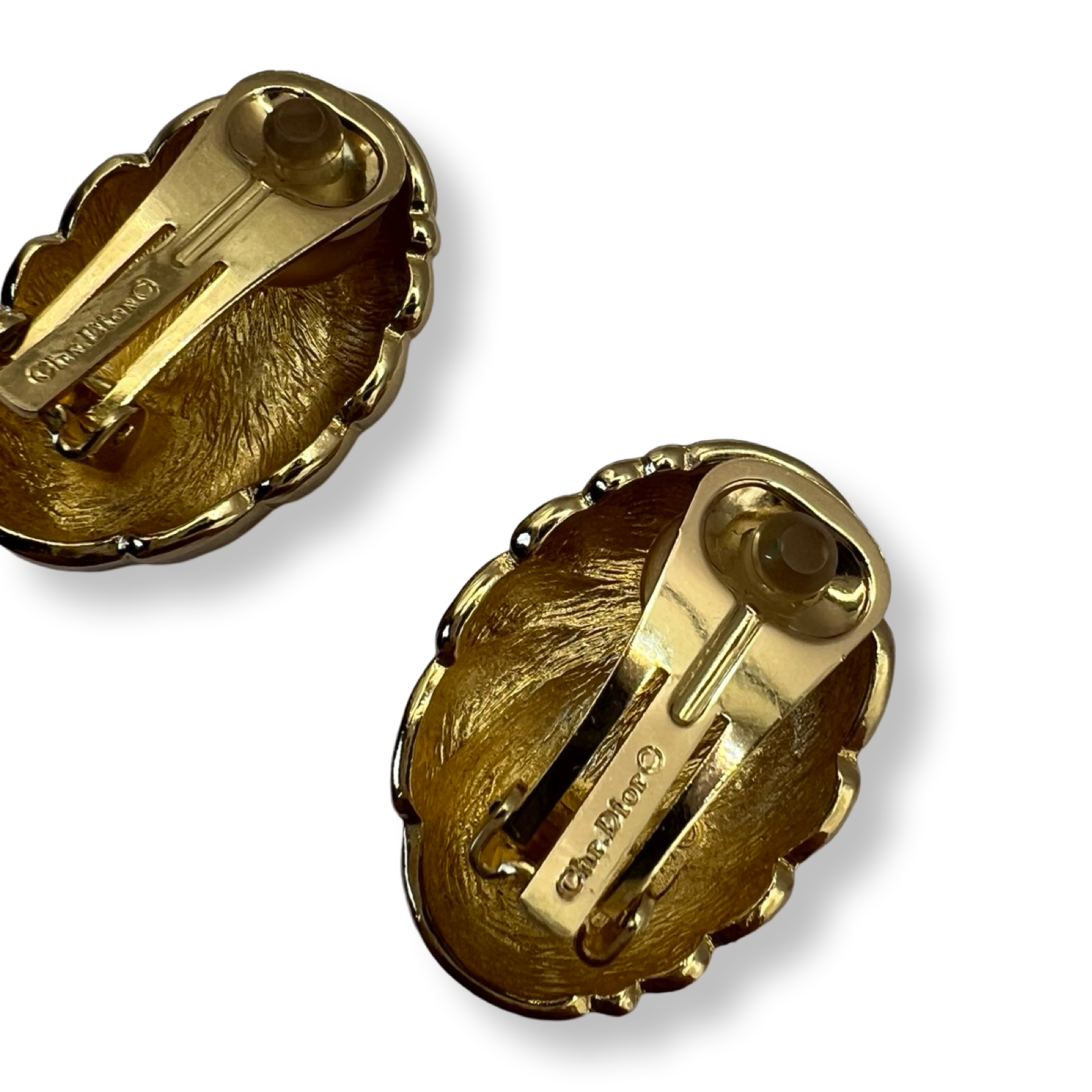 Christian Dior Vintage Gold Plated Earrings Oval knotted style