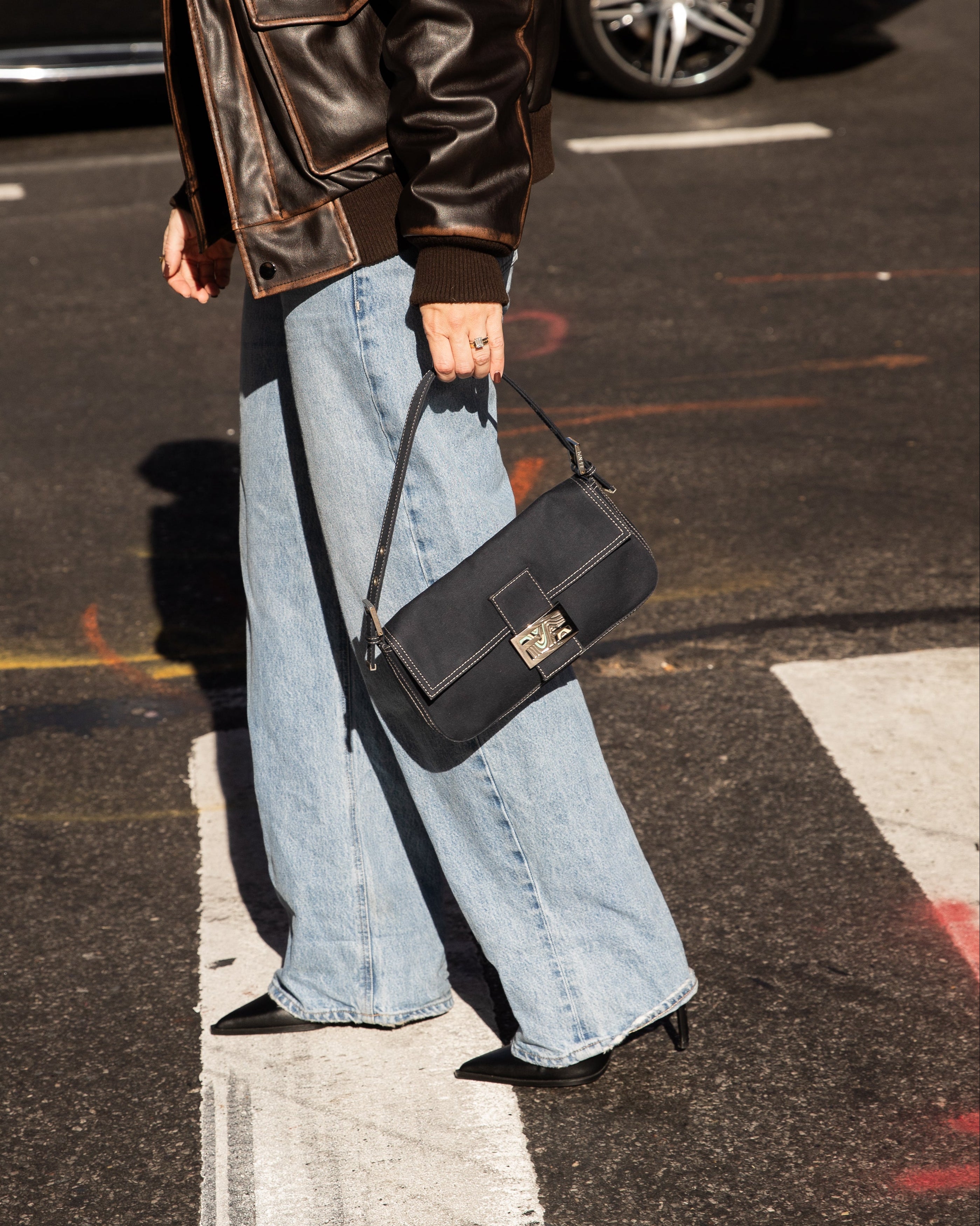 Fendi Baguette authentic Denim Canvas Y2k enamel blue swirl buckle edition