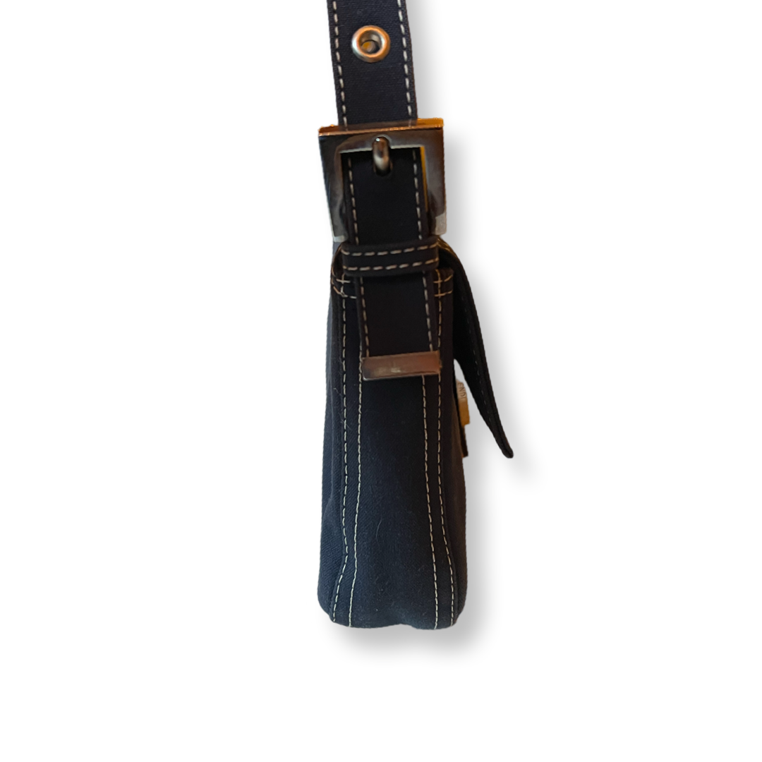 Fendi Baguette 2000s denim silver hardware color swirls buckle 