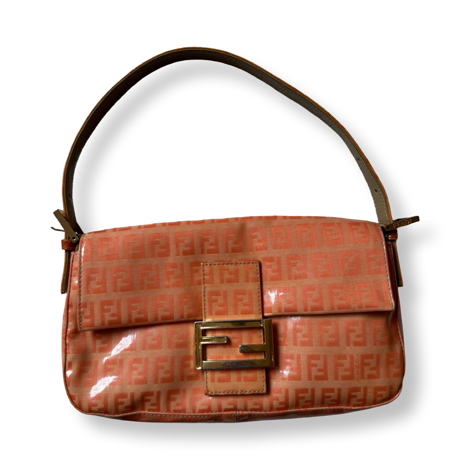 Fendi Baguette Patent leather mini Zucca Vintage Orange authentic 2000s version