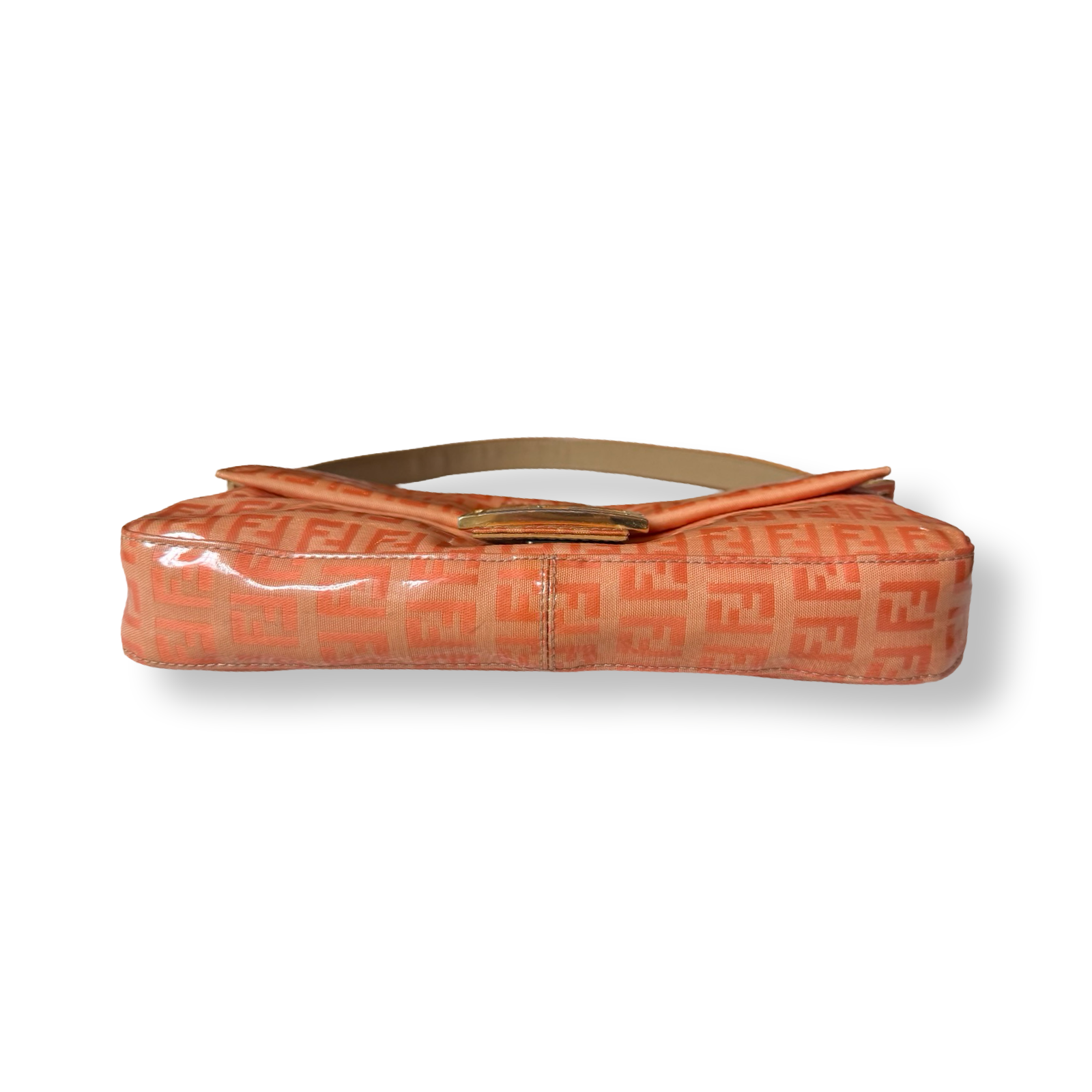 Fendi baguette bag vintage 00s orange patent leather mini ff pattern authentic