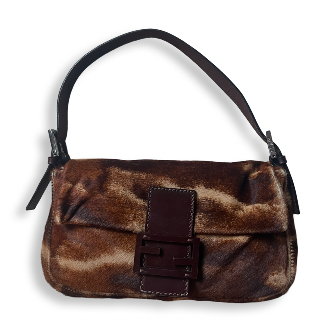 fendi baguette brown harako leather and calf hair authentic
