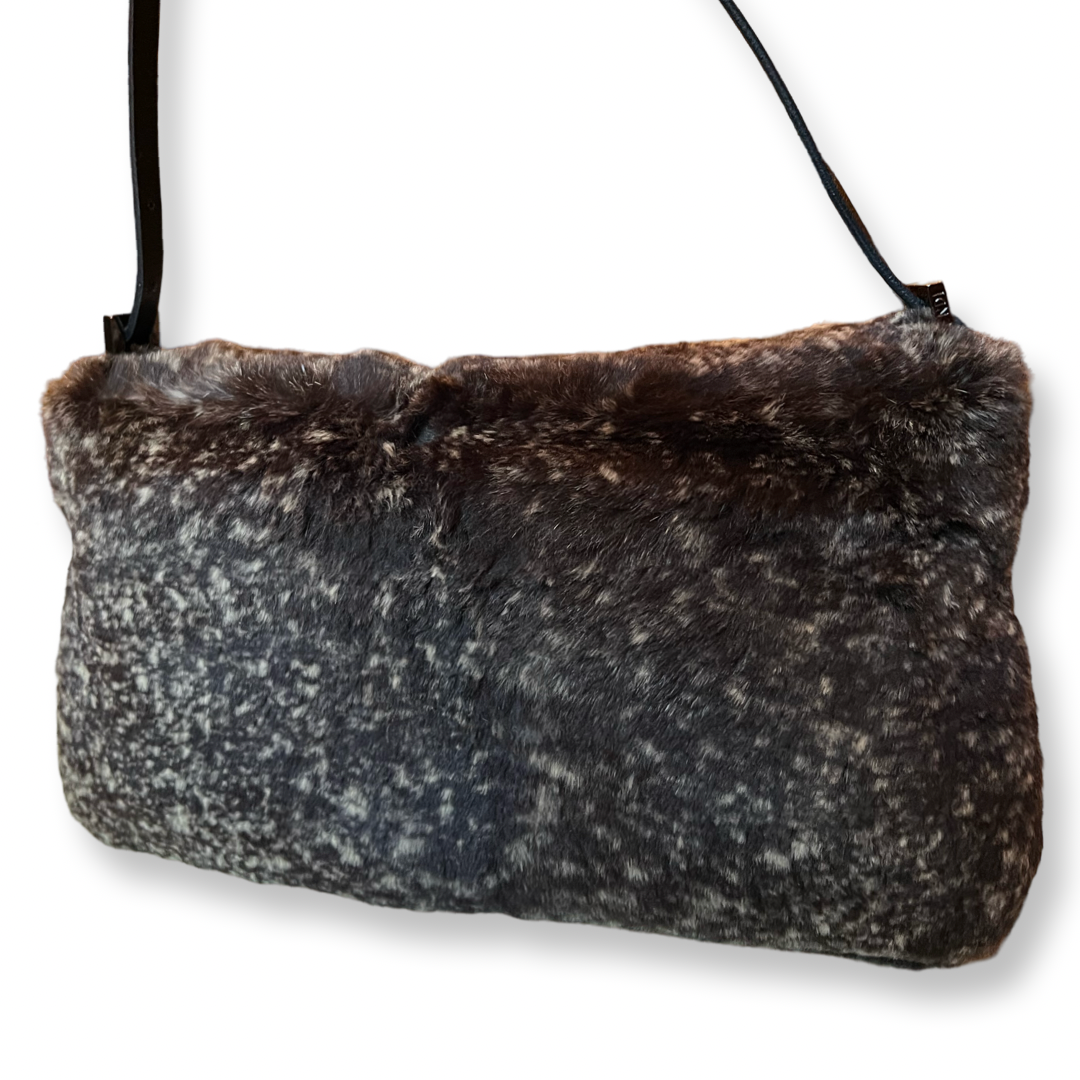 Fendi Fur Baguette Authentic Retro 90s black and brown shoulder bag