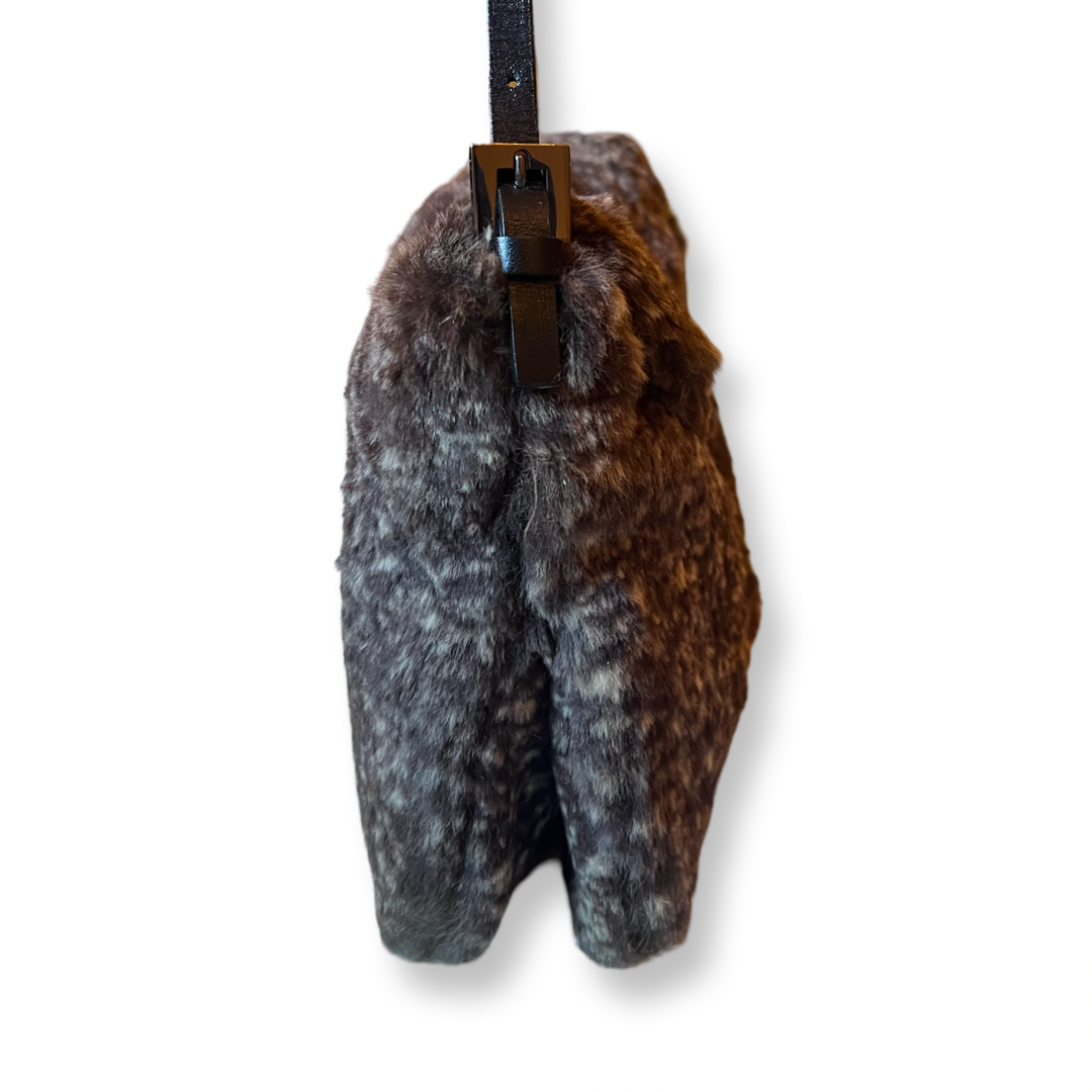 old Fendi mamma baguette authentic half moon fur leather 