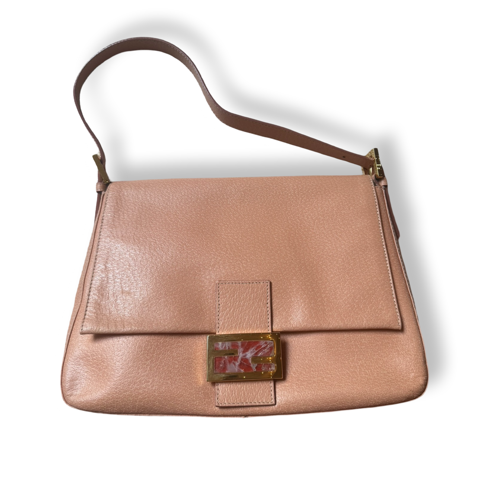 Fendi Mama Baguette authentic light pink leather & hot pink marble 