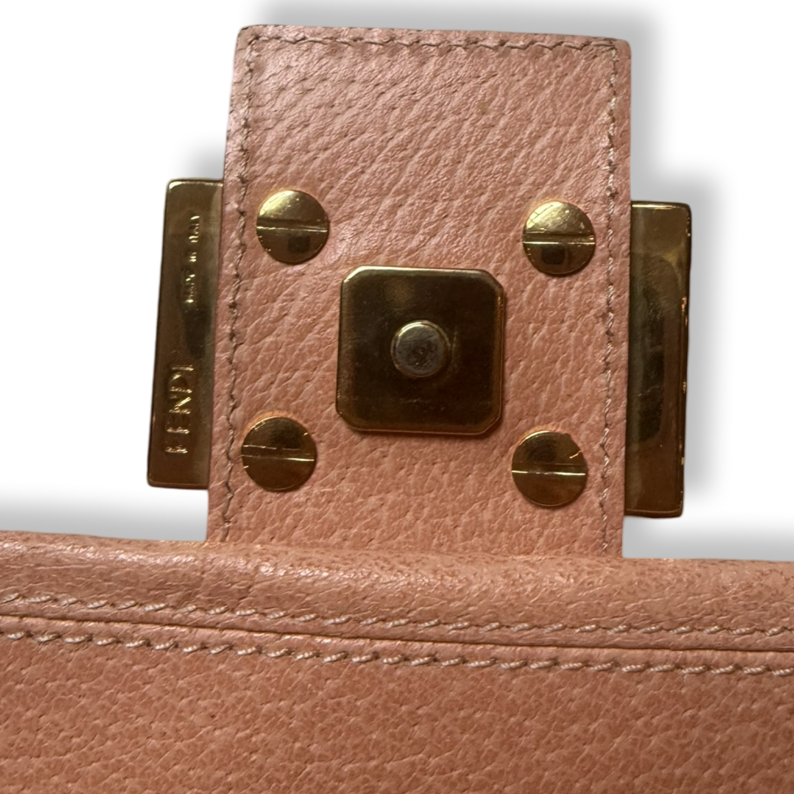 Fendi Leather Mama Baguette Pink with gold hardware