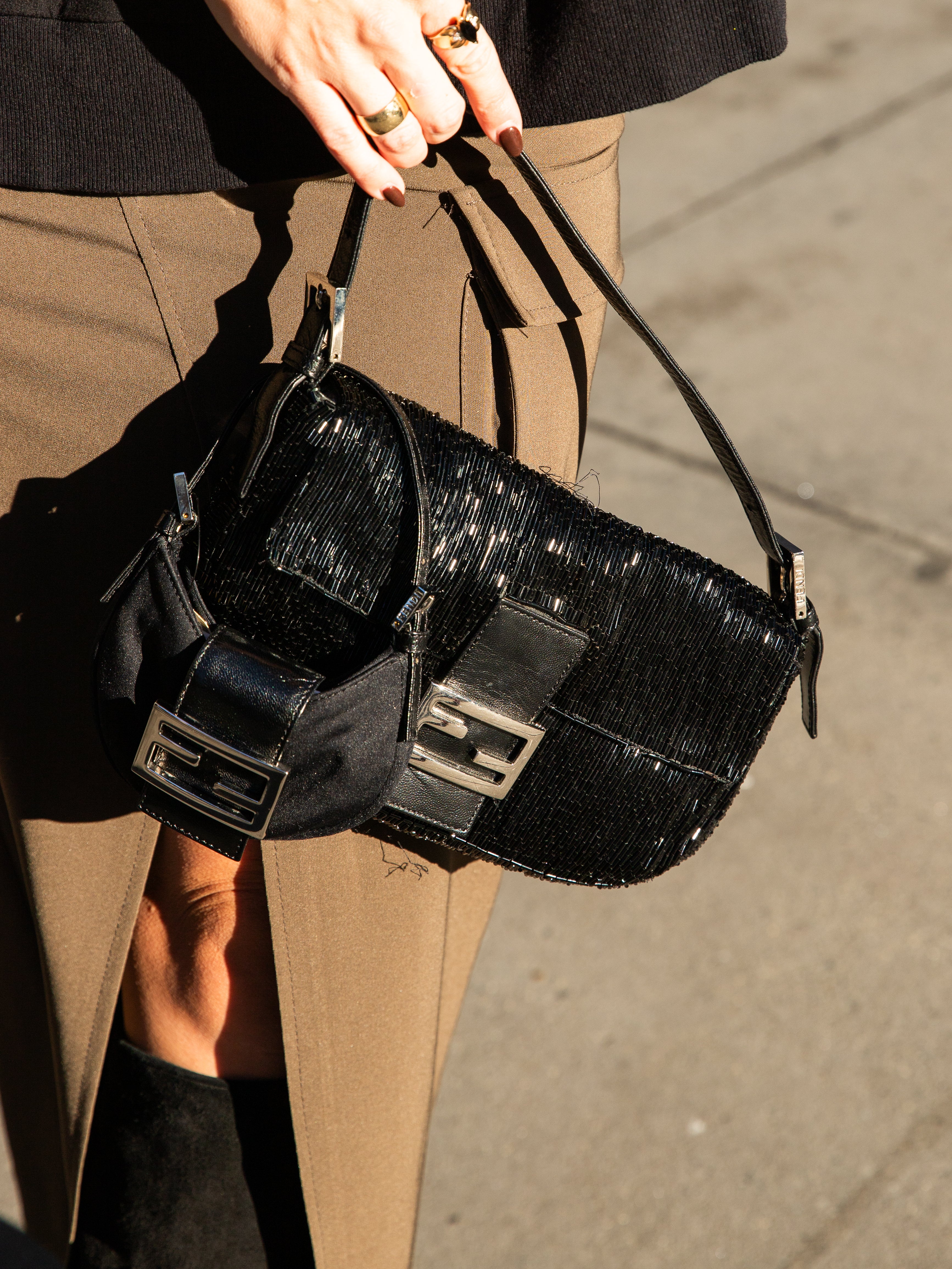 Vintage Fendi Mini Croissant Baguette Bag Black