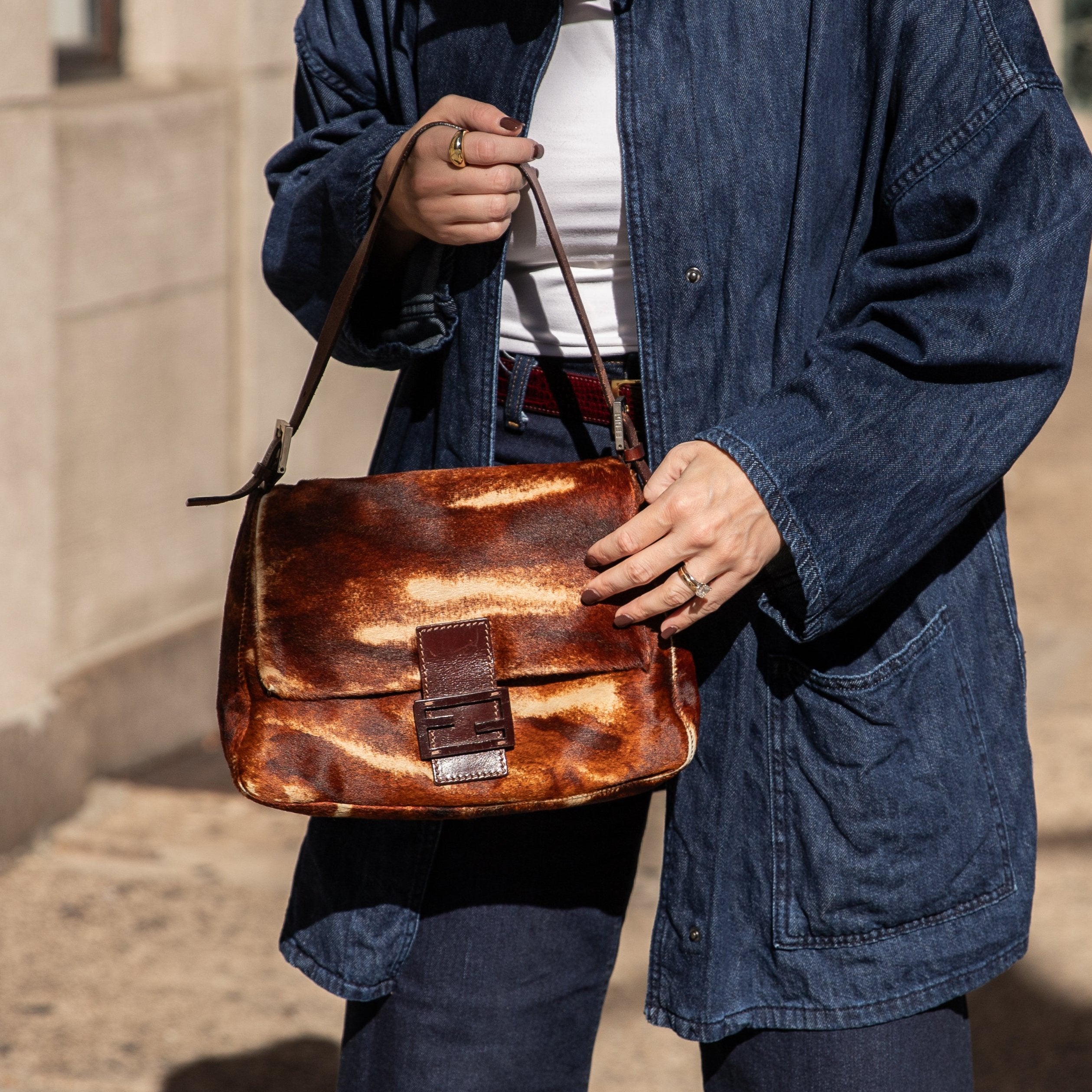 Fendi Mama Baguette Brown Ponyhair authentic