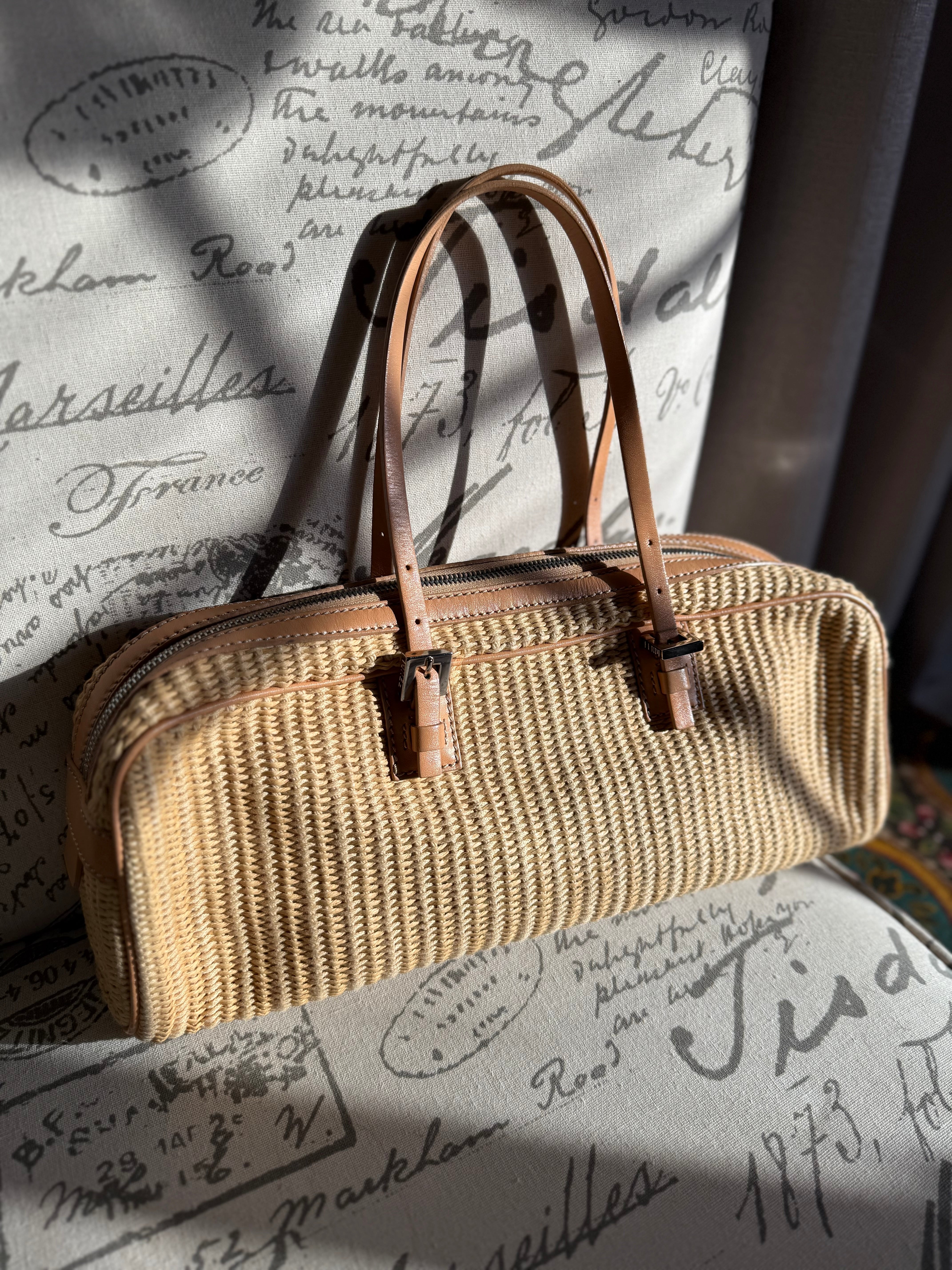 Vintage Fendi Woven Shoulder Bag authentic