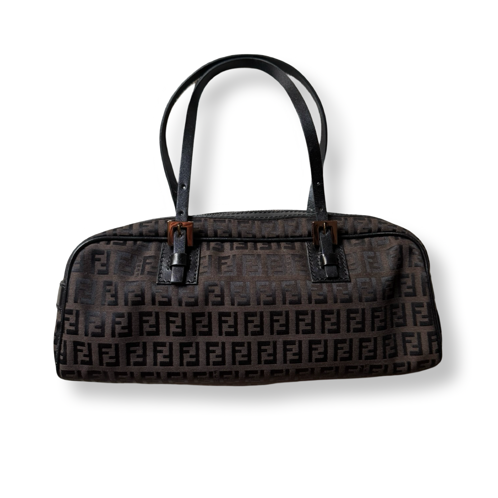 Fendi authentic bag long mini shoulder small FF pattern brown & black vintage