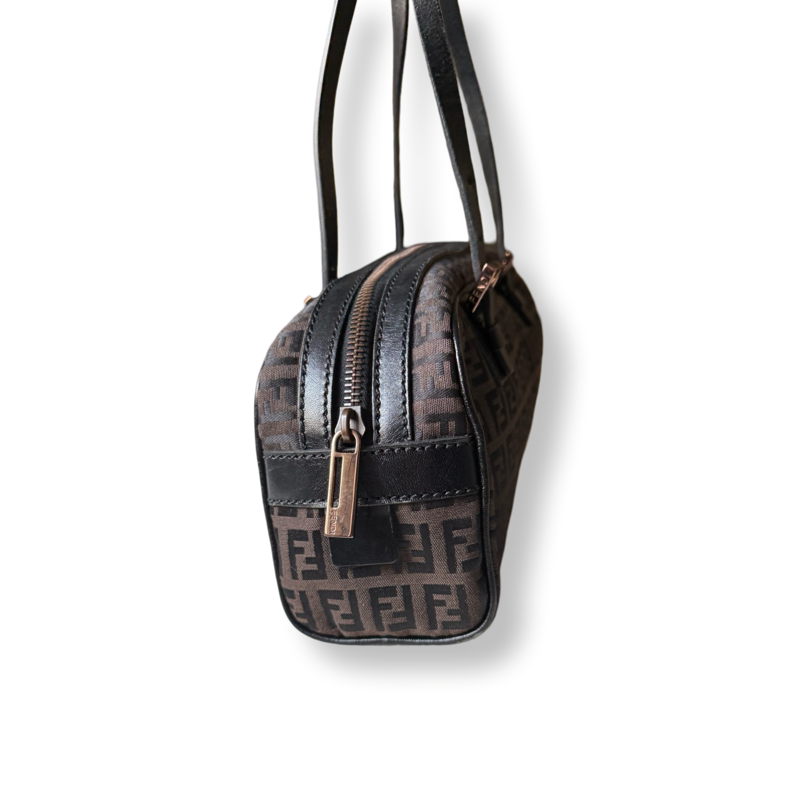 Fendi authentic vintage shoulder bag mini ff logo black and brown 