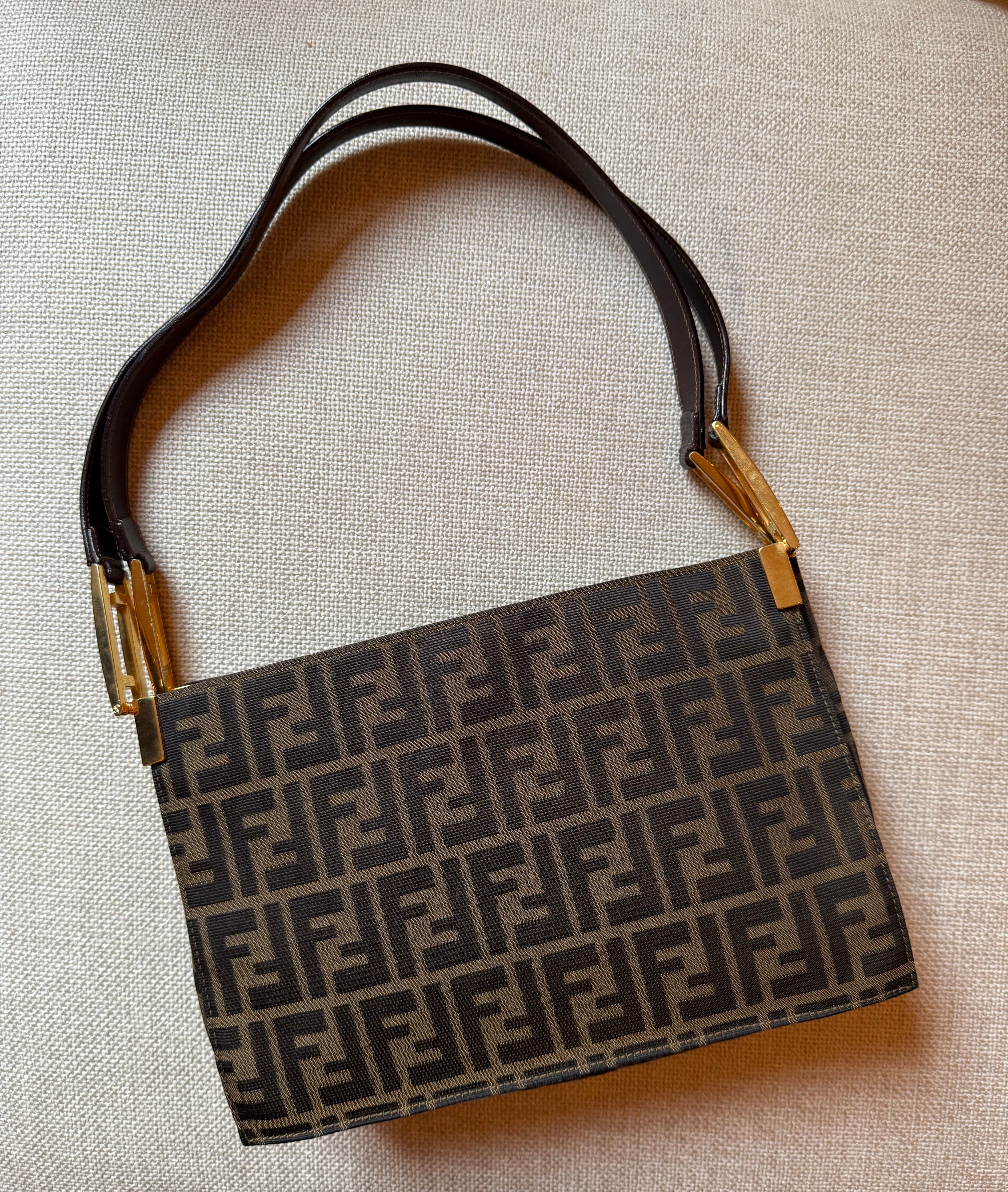 Fendi Vintage Signature Zucca Shoulder Bag authentic 