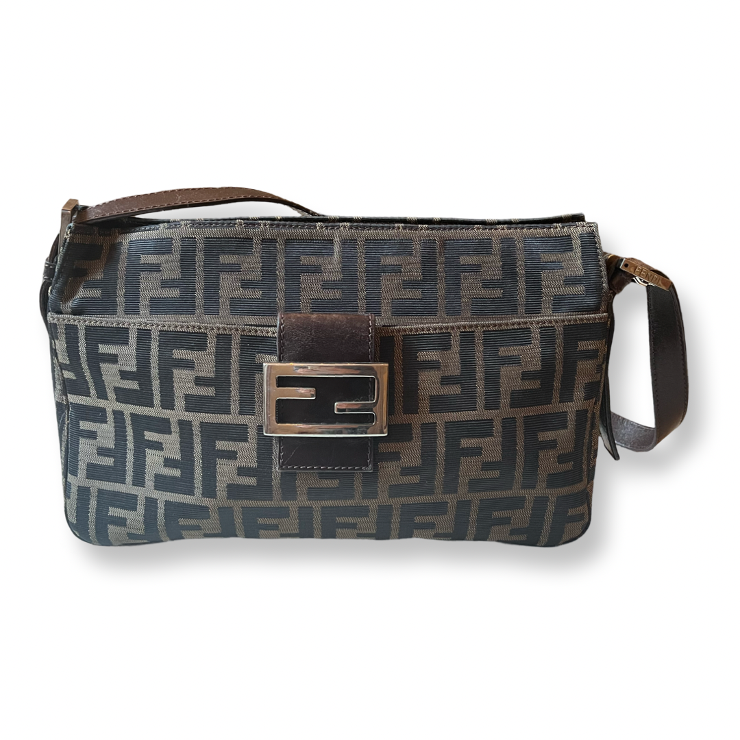 old fendi zucca signature brown shoulder bag 