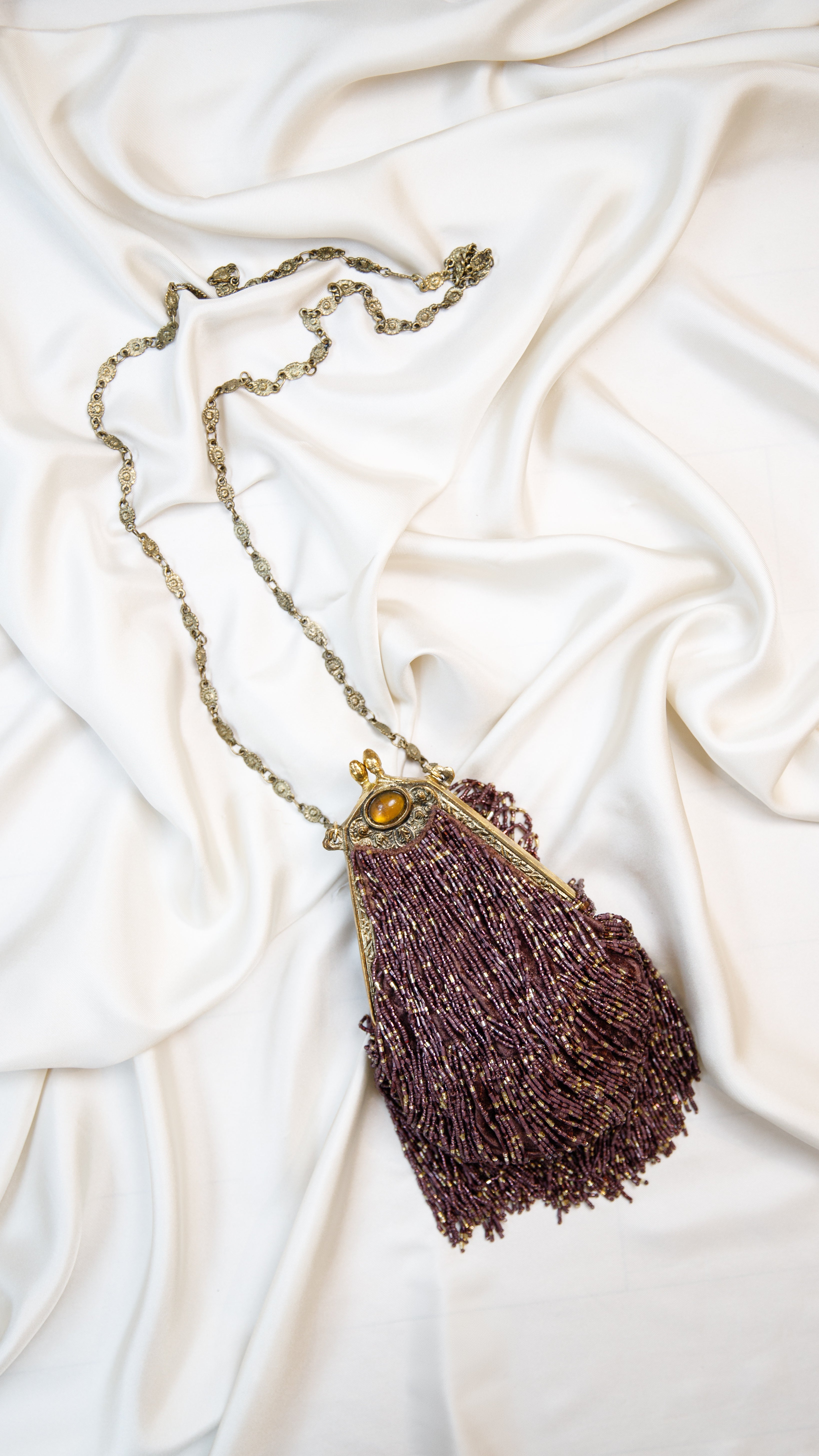 Hand made vintage inspired one of a kind fully beaded fringe evening bag Island to East Side X the Vintage New Yorker