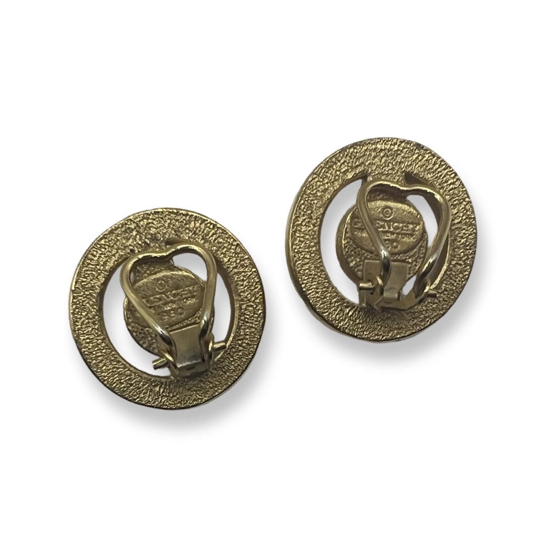 Givenchy authentic vintage 80s gold earrings with red glass stone
