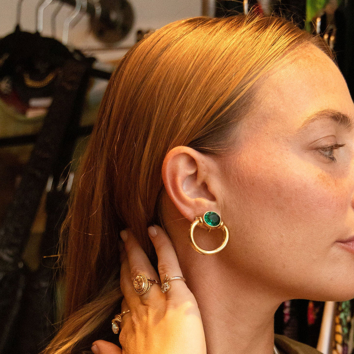 Givenchy Vintage Green Cabochon Earrings