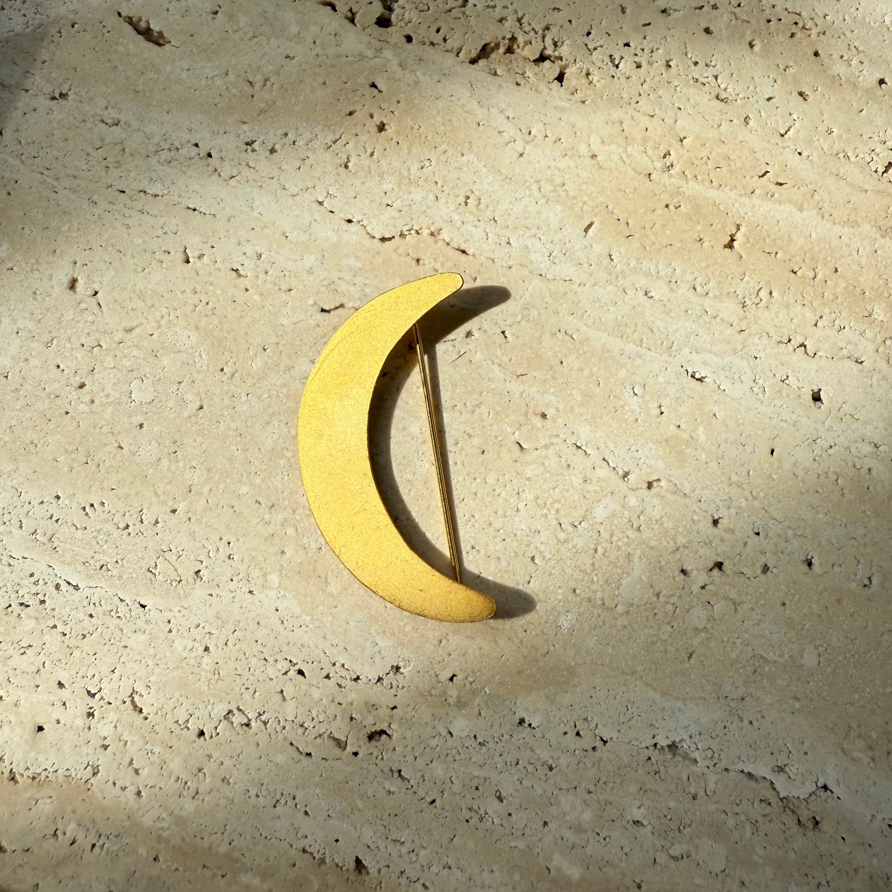 Givenchy Vintage Moon Brooch Pin Gold Authentic 