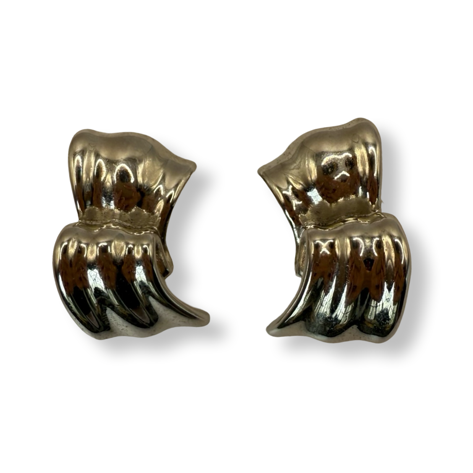 Givenchy_Vintage_Silver_Oversized_Earrings authentic ribbon wave unique