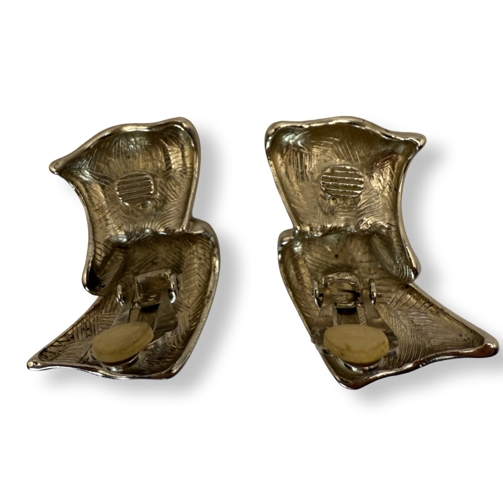 Pair of silver vintage authentic Givenchy Earings Large rippled 