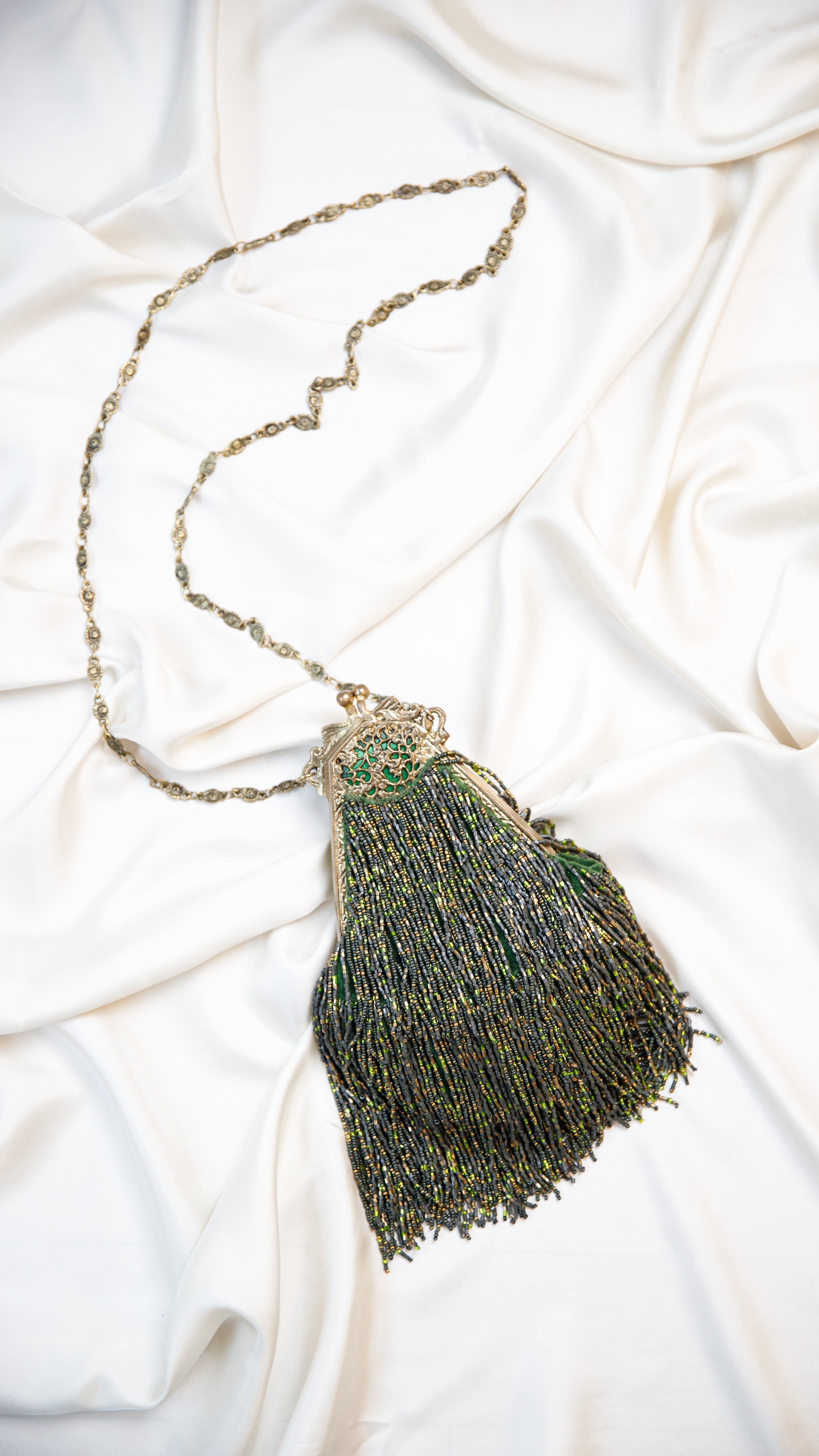 Hand made vintage inspired one of a kind fully beaded fringe evening bag Island to East Side X the Vintage New Yorker
