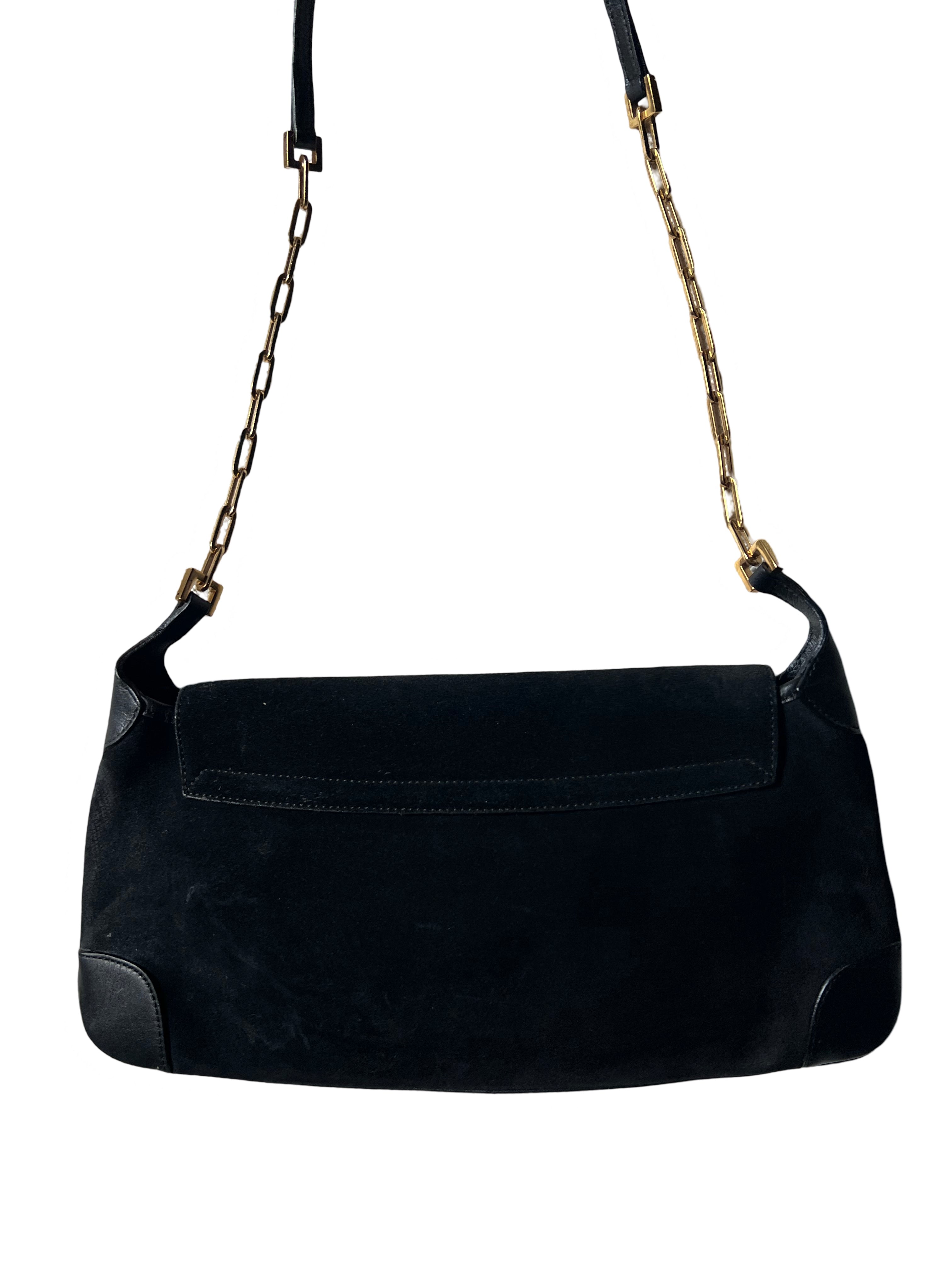 Gucci Suede Black Shoulder Bag old