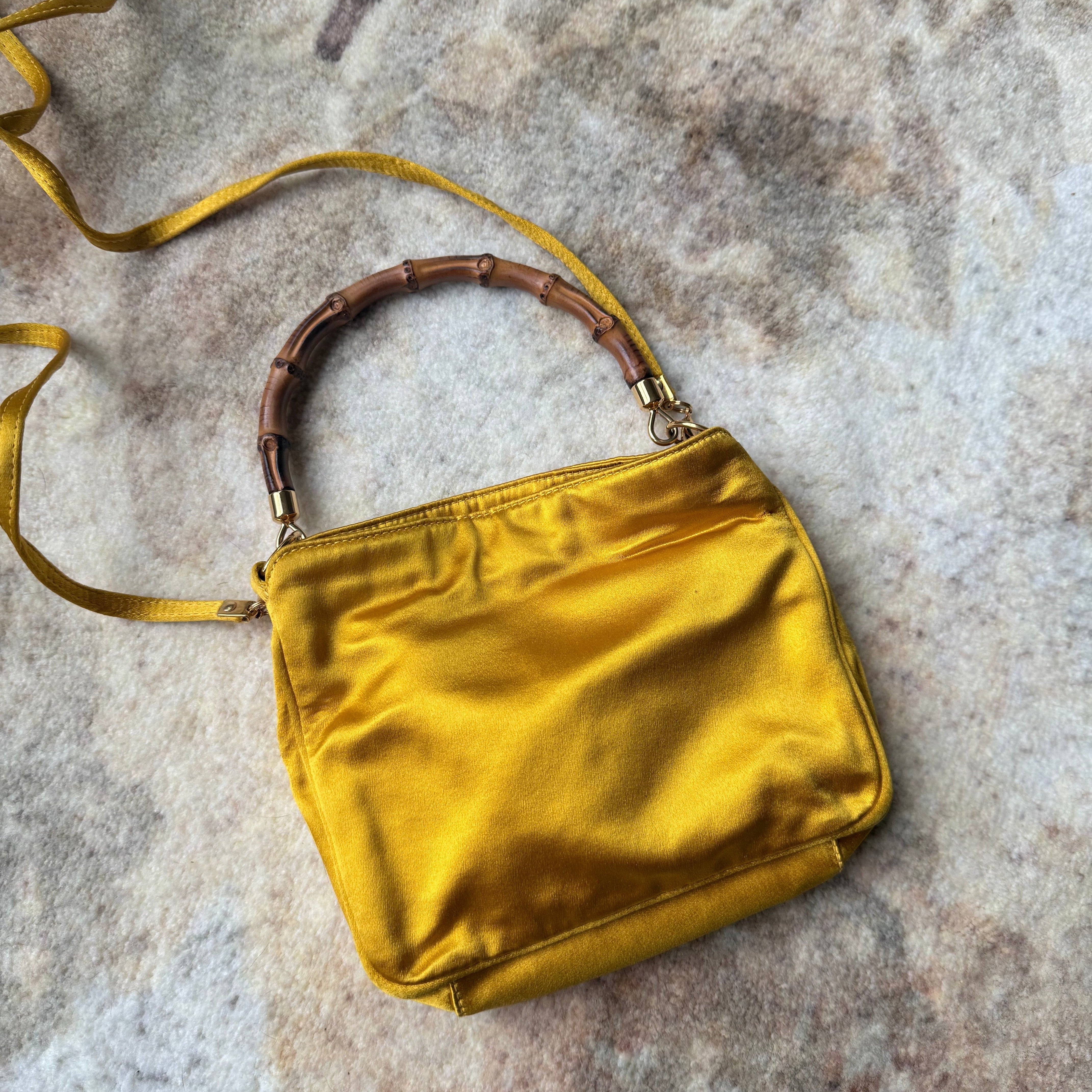 Gucci Vintage Satin Bamboo Hobo