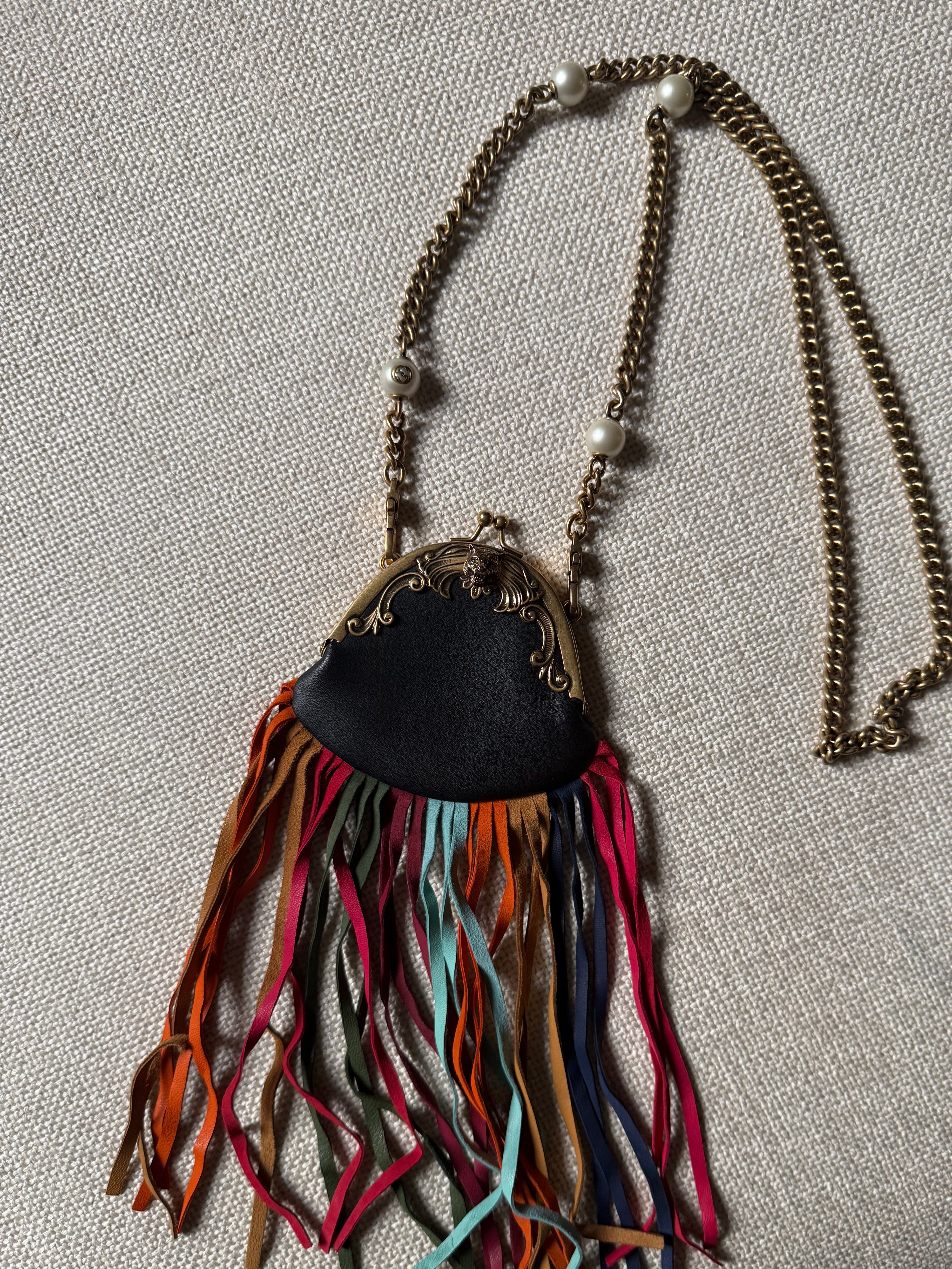 Gucci Aimalier Fringe Frame Bag