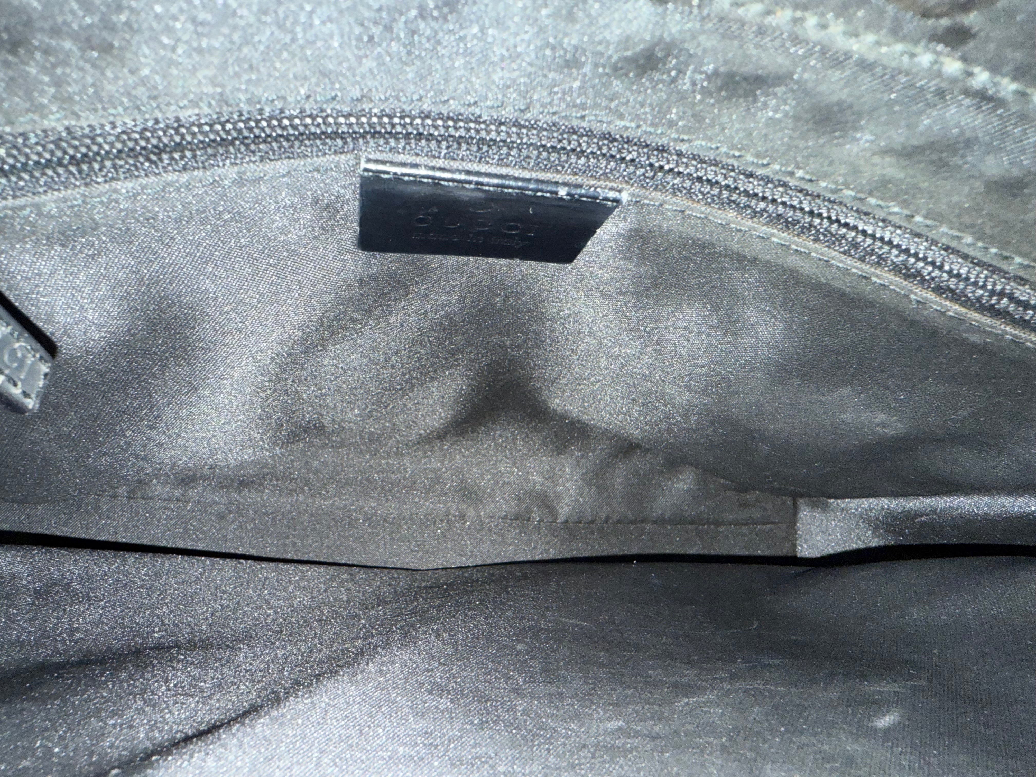 Gucci Black Vintage Bamboo handle Monogram Tote authentic