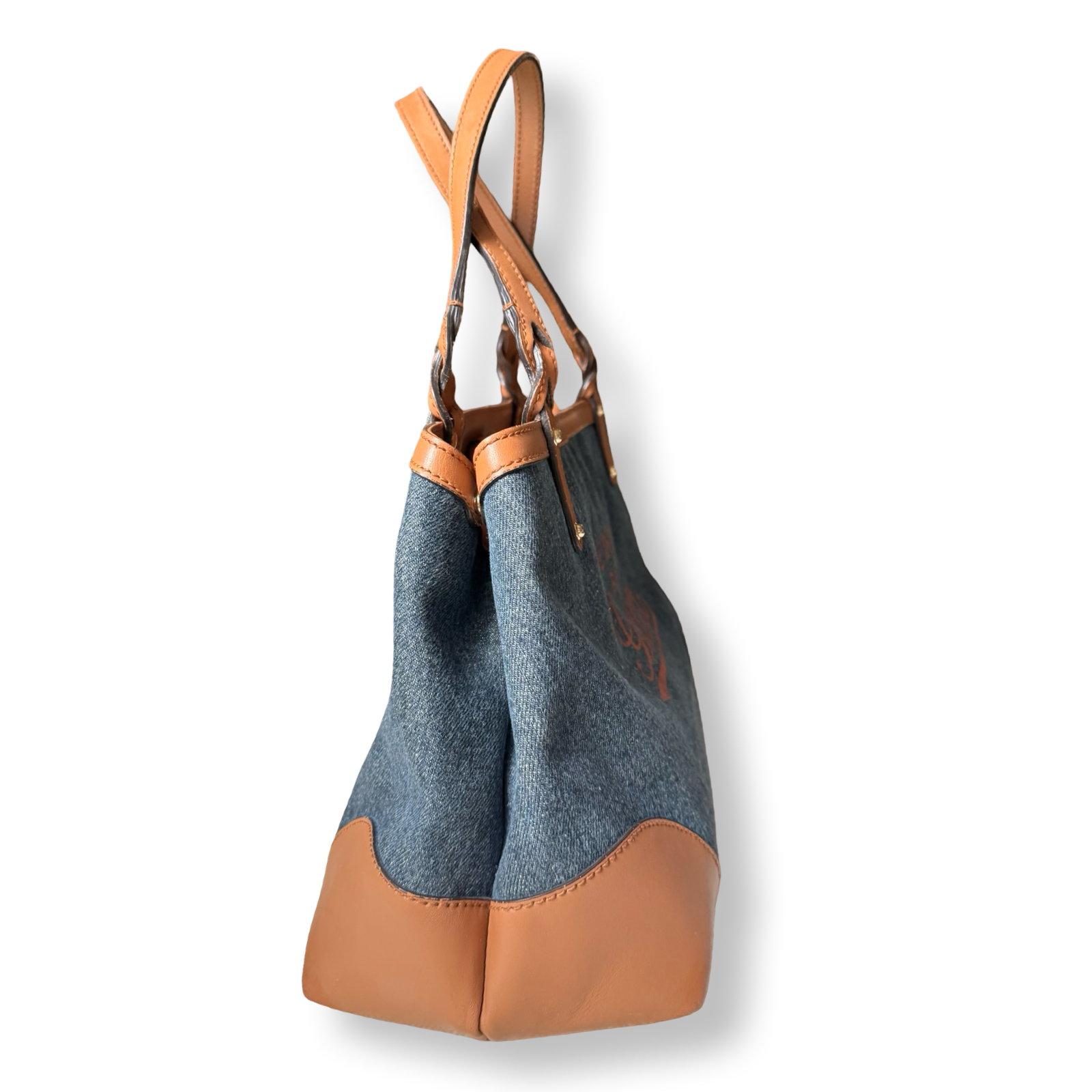 Gucci authentic denim & leather tote 2010s made in Italy collection craft