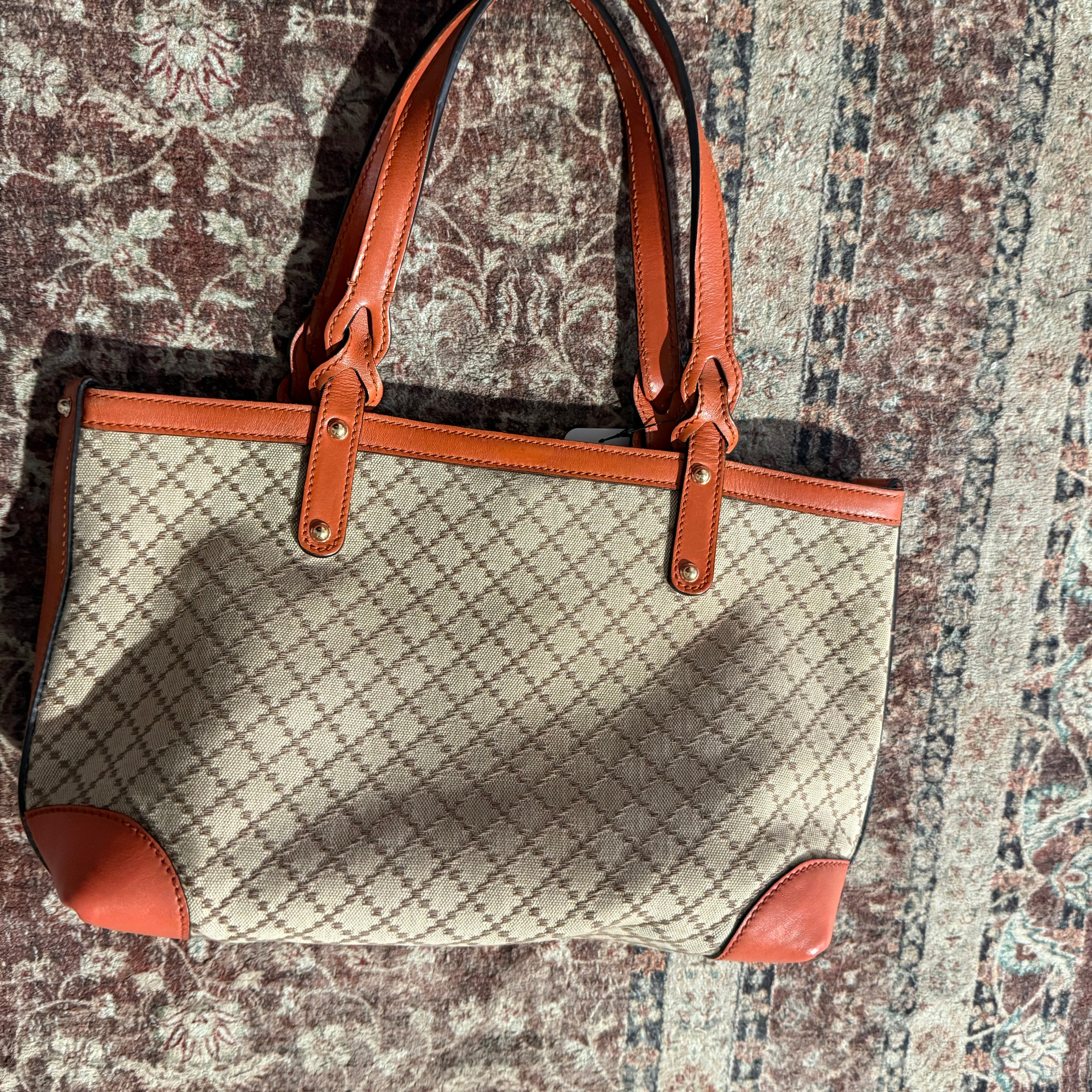 Gucci Craft tote diamante orange leather & canvas authentic 2000s