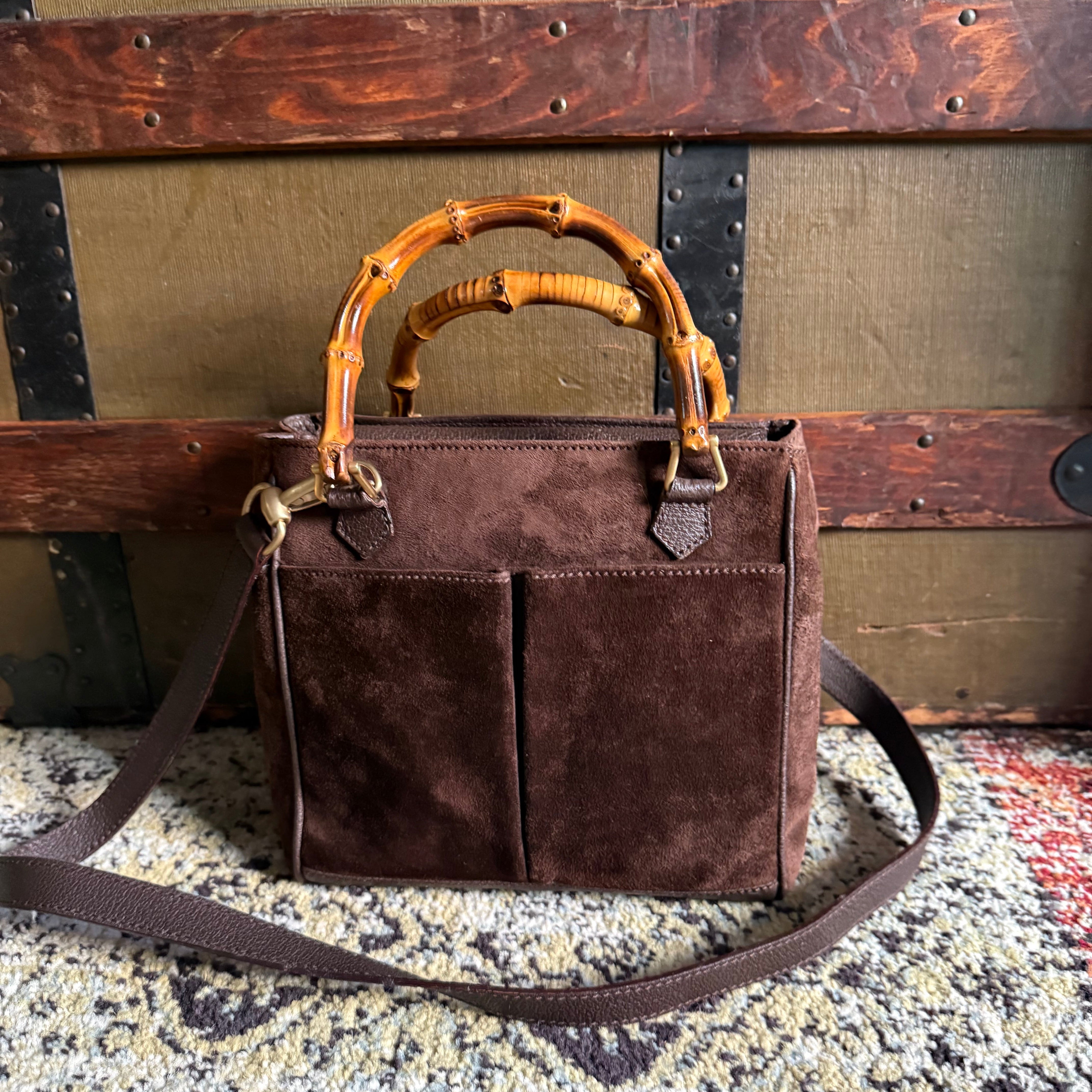 Gucci Diana Suede Bamboo Mini Tote Brown  authentic 