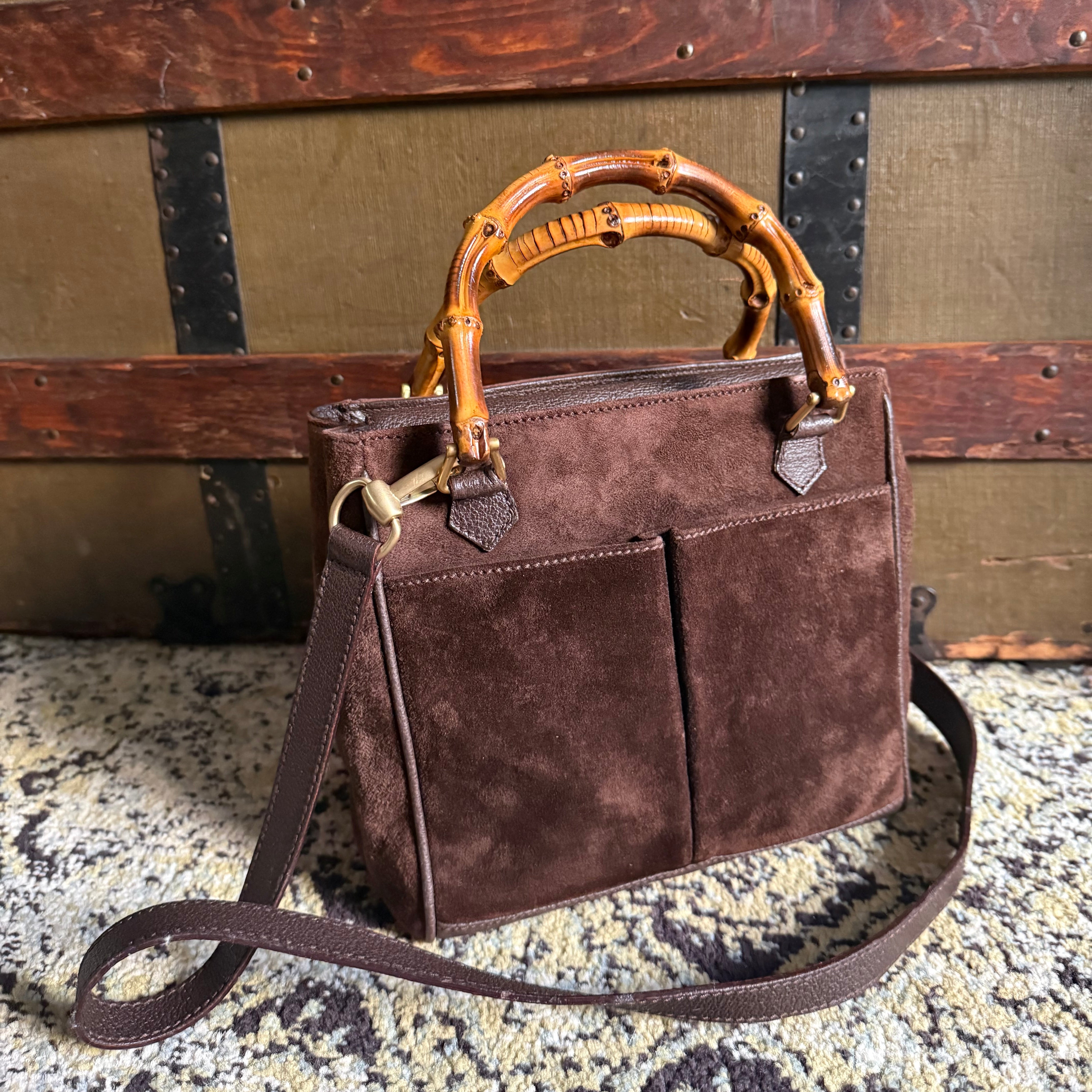 Gucci Diana Suede Bamboo Mini Tote Brown authentic y2k 2000s 