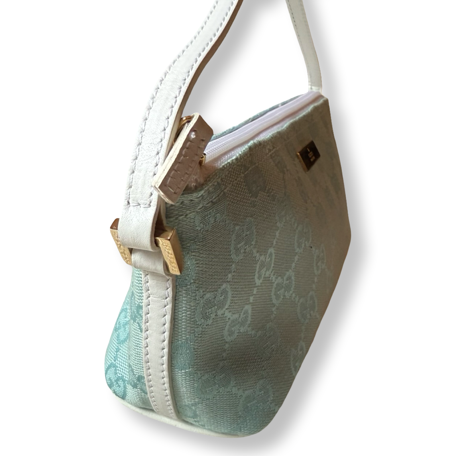 Gucci GG canvas Boat pochette  vintage 00s white and light blue bridal