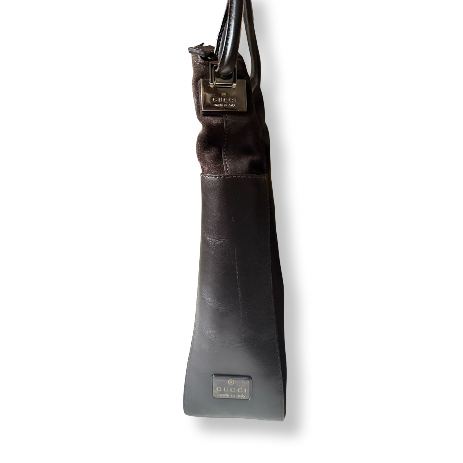 Vintage retro Gucci shoulder bag brown suede brown leather 90s