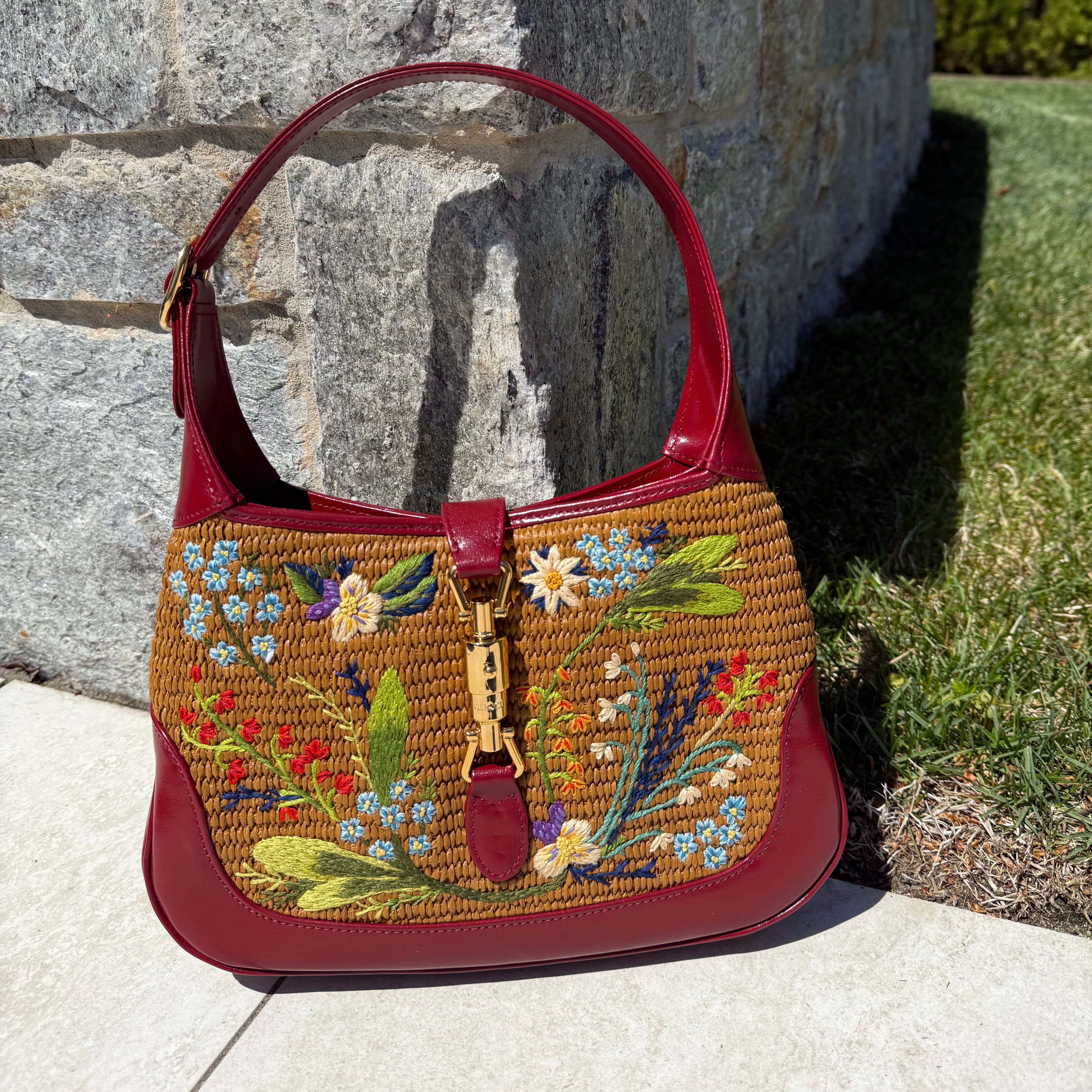 Gucci Jackie Embroidered Raffia Limited Edition