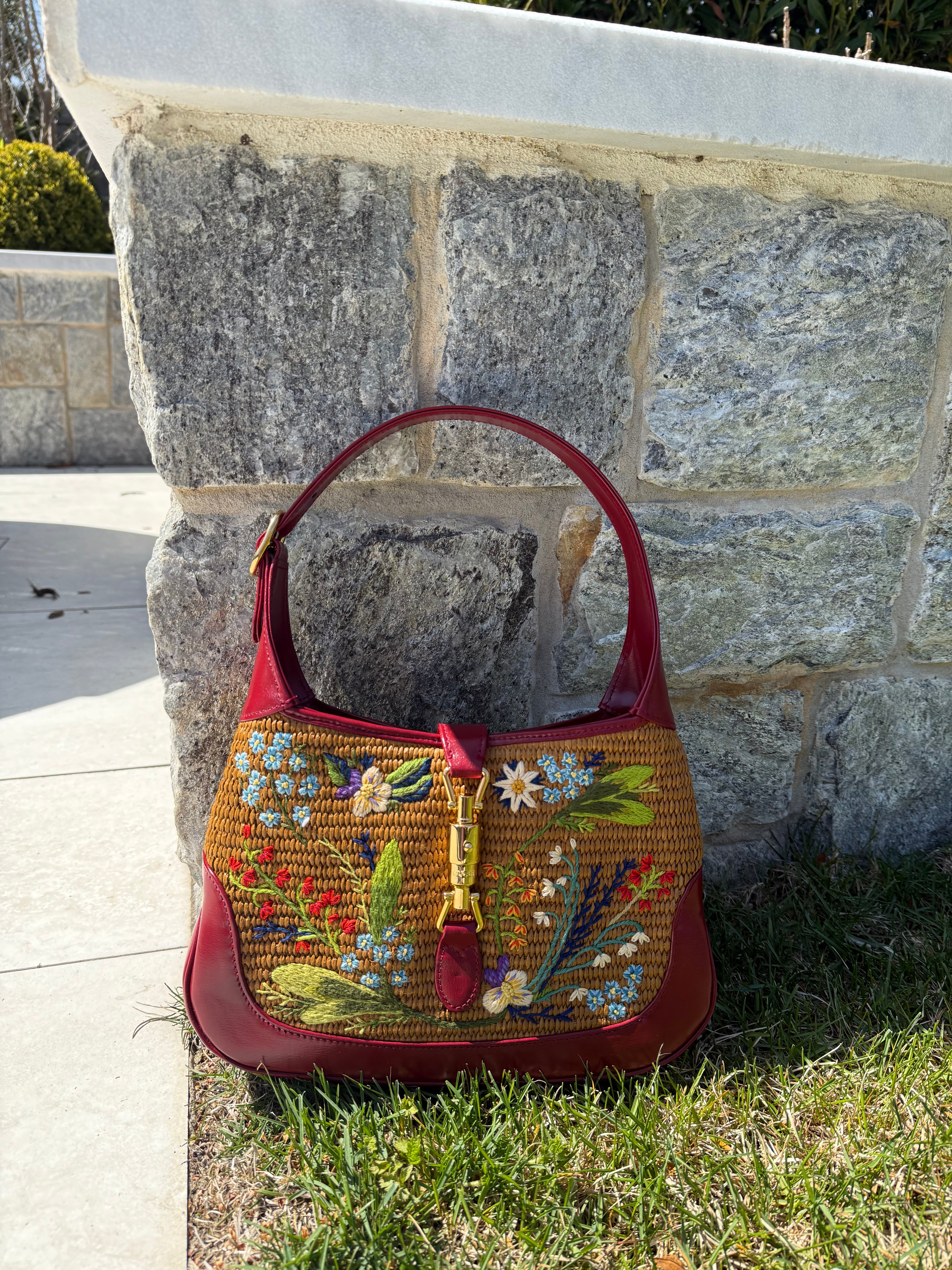 Gucci Jackie Embroidered Raffia Limited Edition