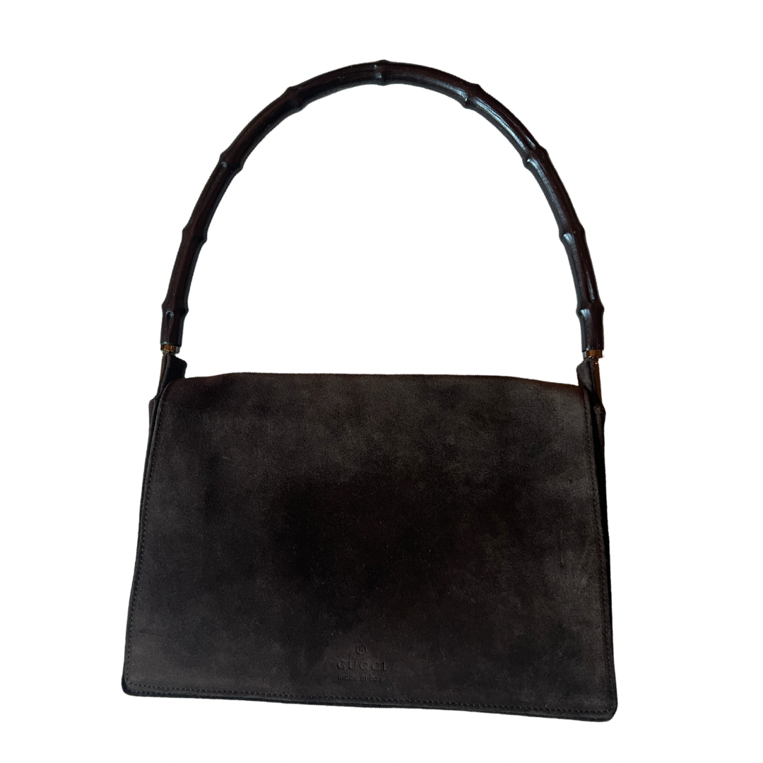 Vintage Gucci Suede Top handle bag brown
