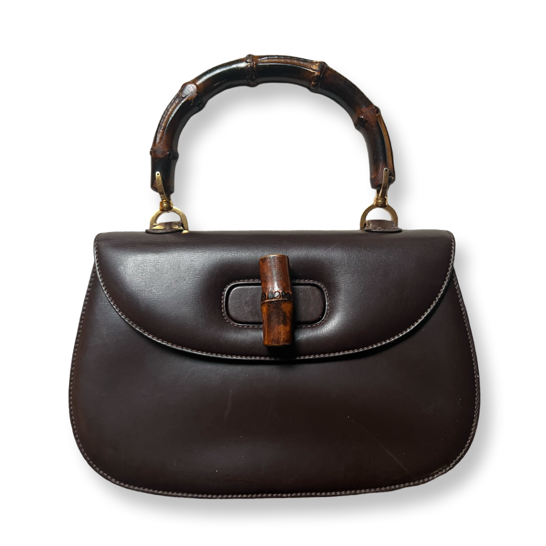 Gucci Vintage bamboo top handle bag 0633 1947 bag Brown Leather