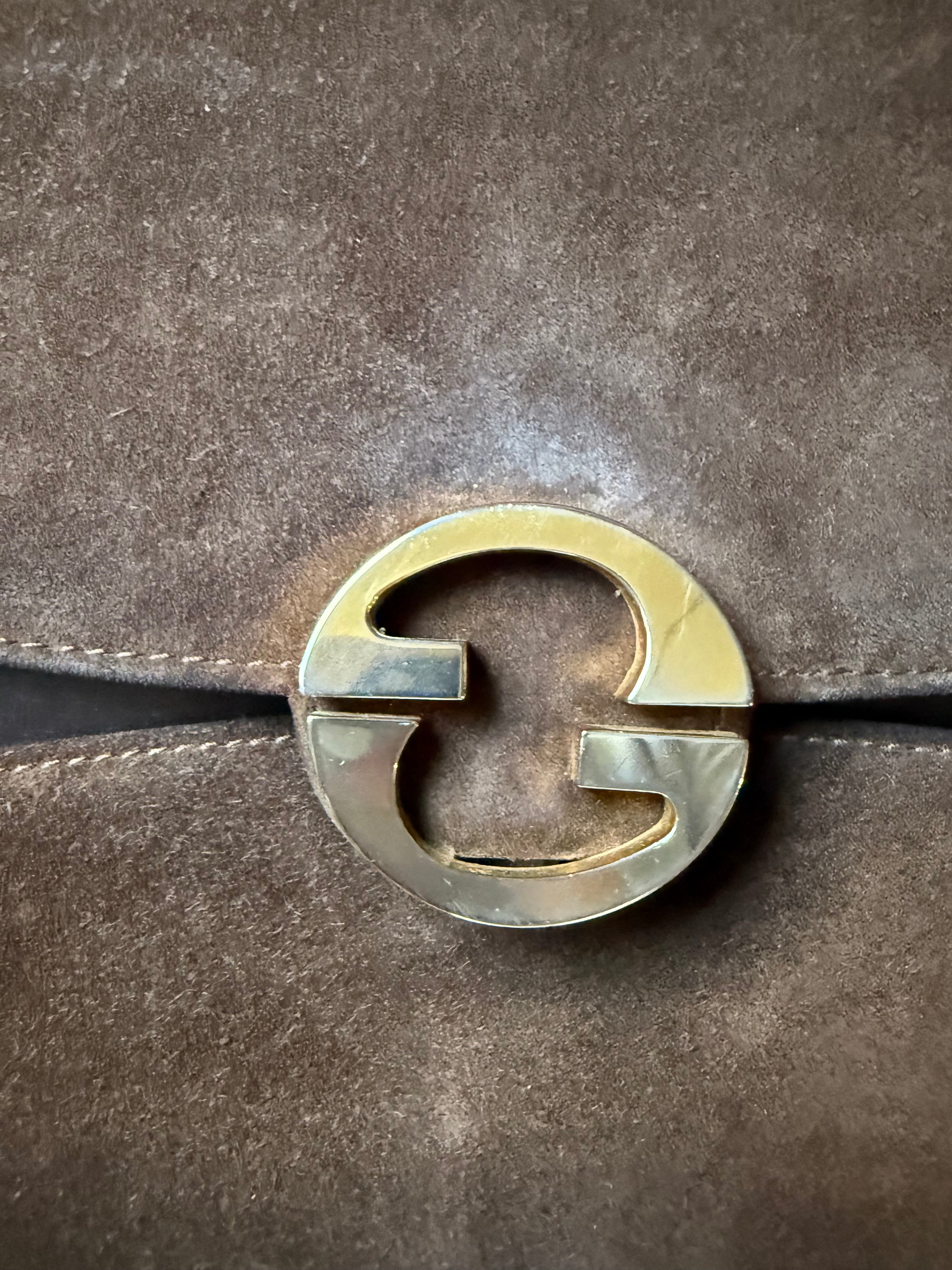 Gucci Vintage Brown Suede Shoulder Bag authentic 60s