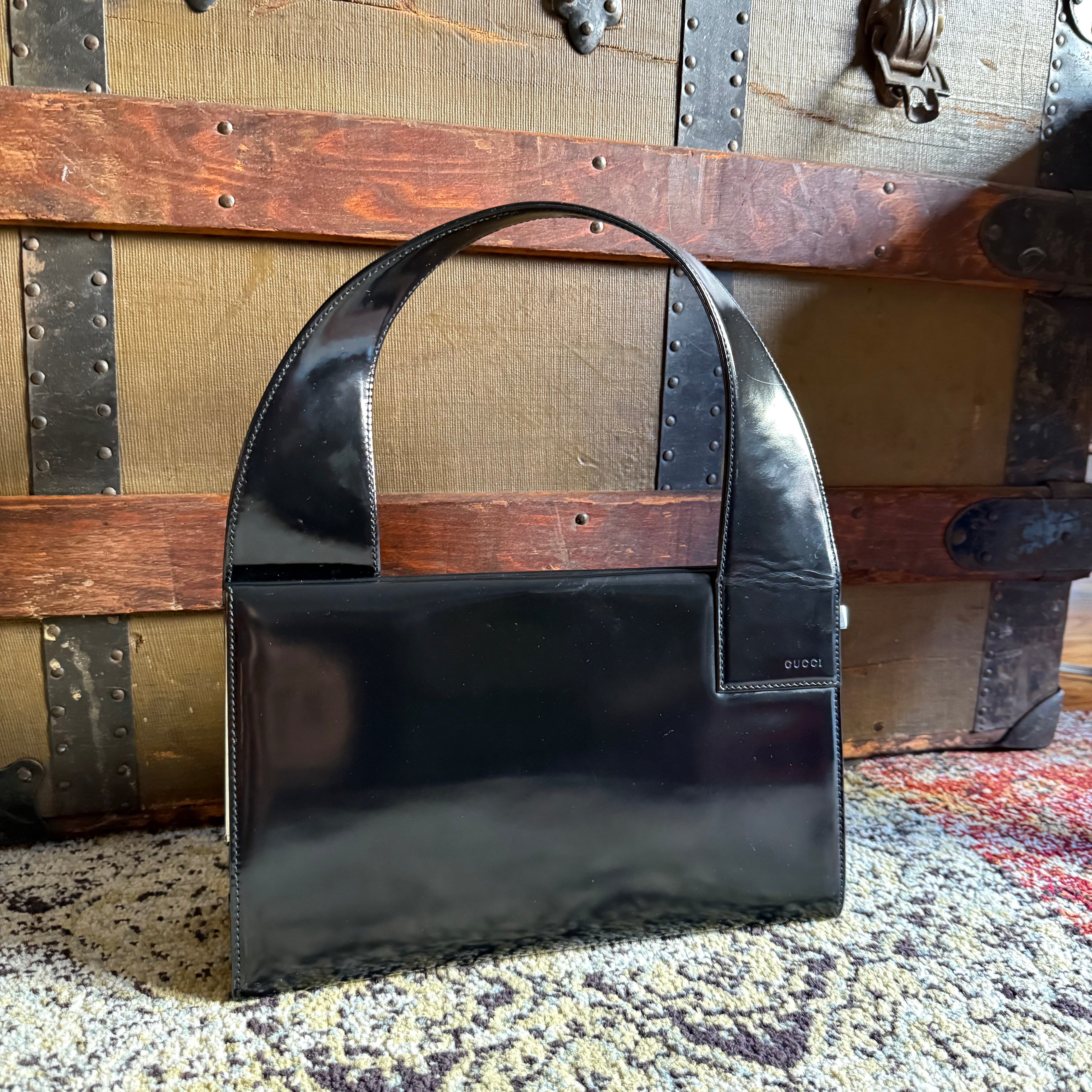 Gucci Authentic patent leather shoulder bag black vintage
