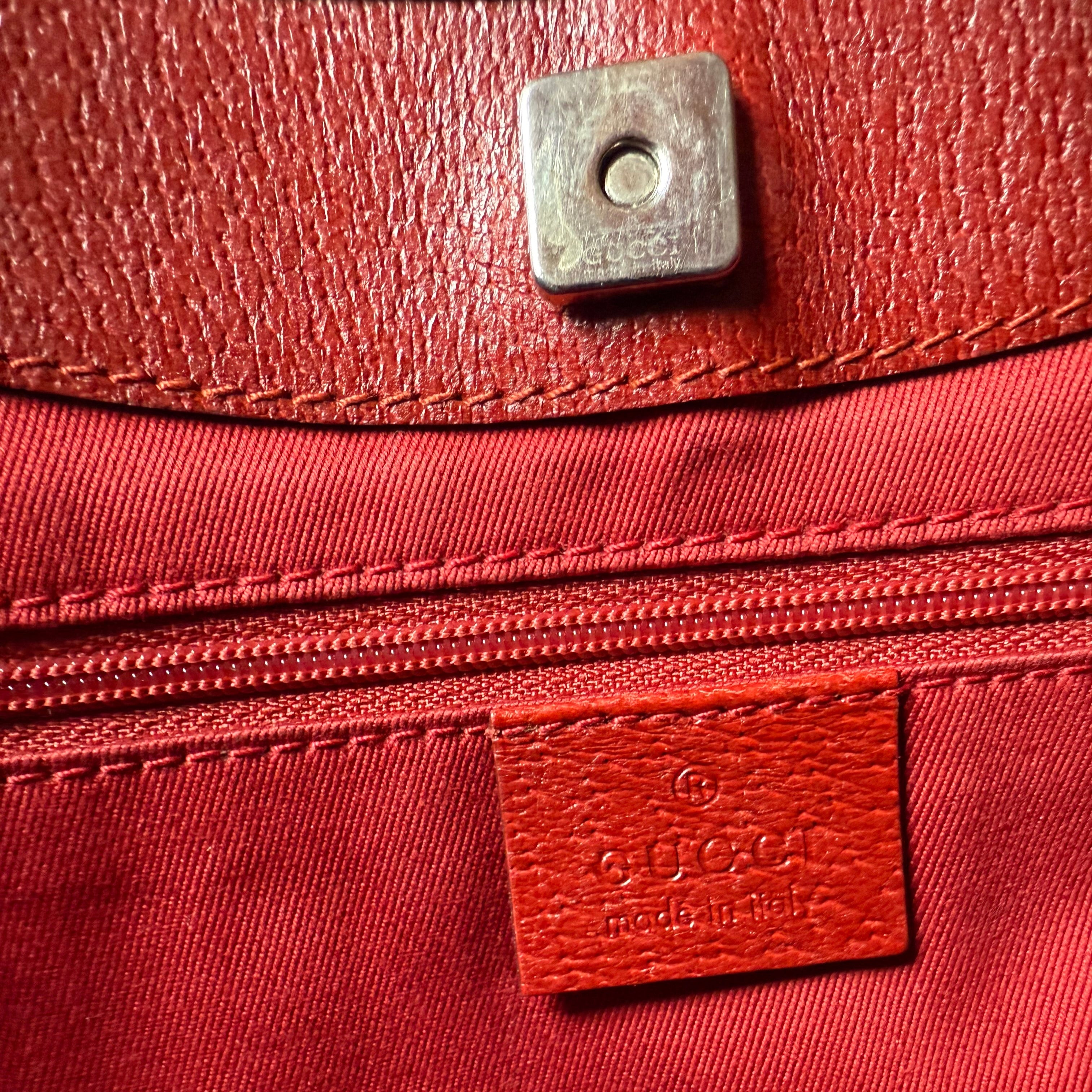 Vintage Gucci Authentic Red Signature Small Tote Bag  Shoulder 