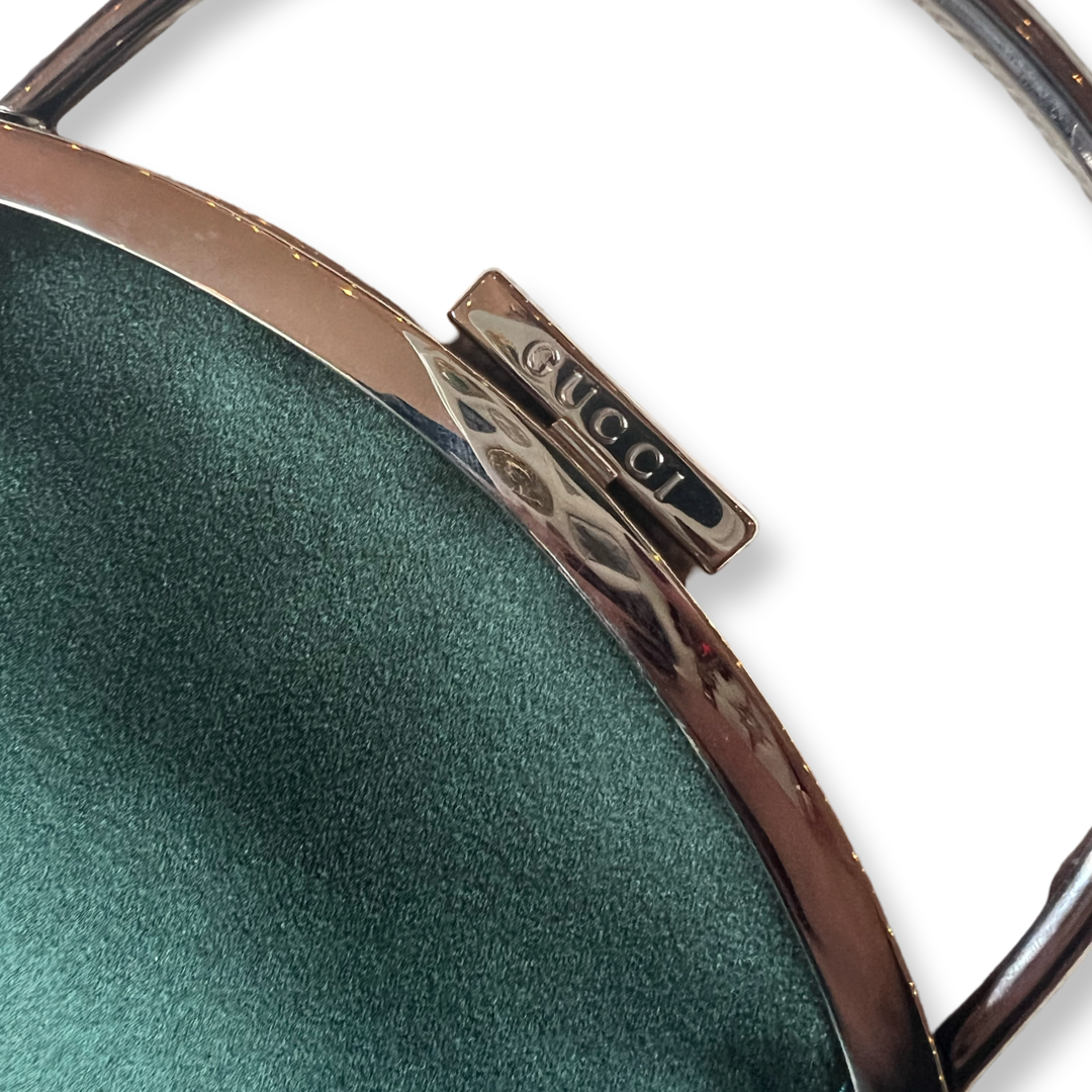 Authentic Gucci Vintage Green and Silver Evening Purse 