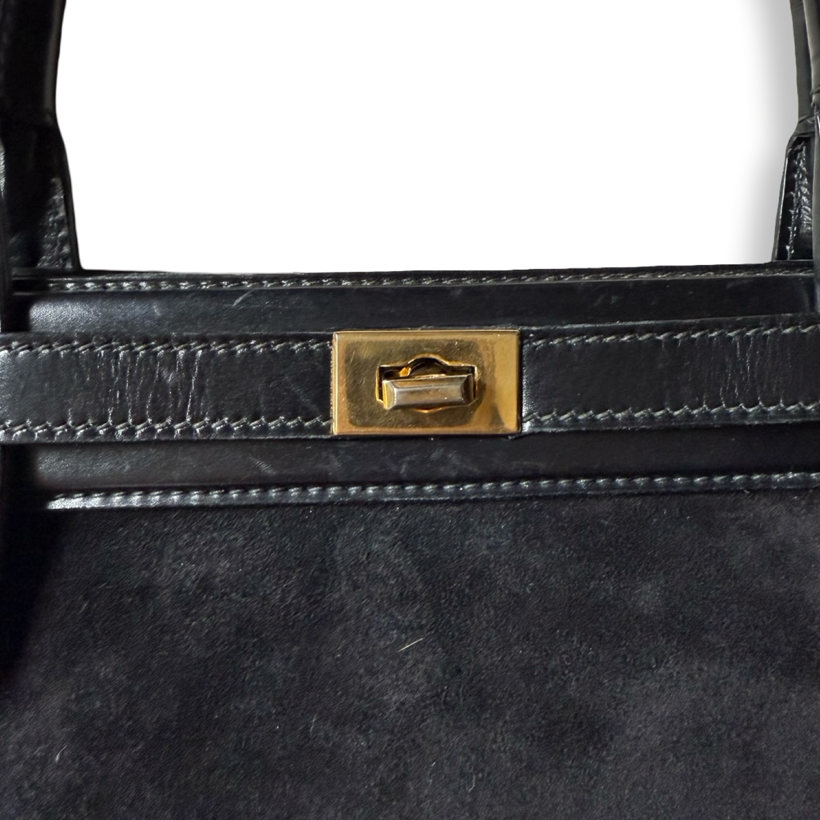 Gucci Vintage Authentic 1970s Suede Handbag Kelly Style 