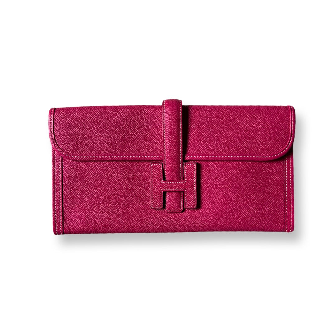 Hermes Red Epsom Jige Clutch Vintage - Vintage Lux
